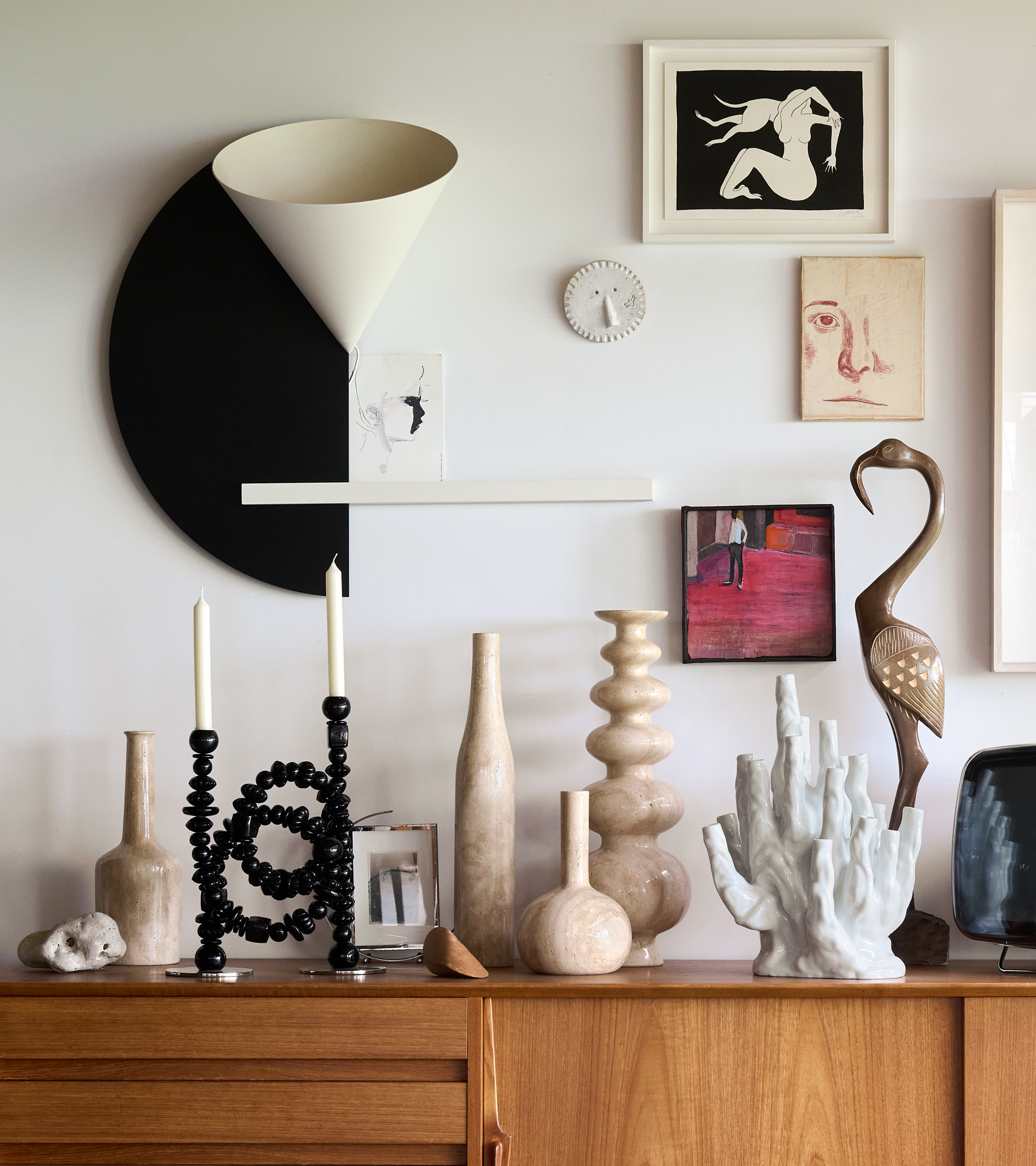 Kaarsenhouder HERITAGE BOTTLE beige travertijn