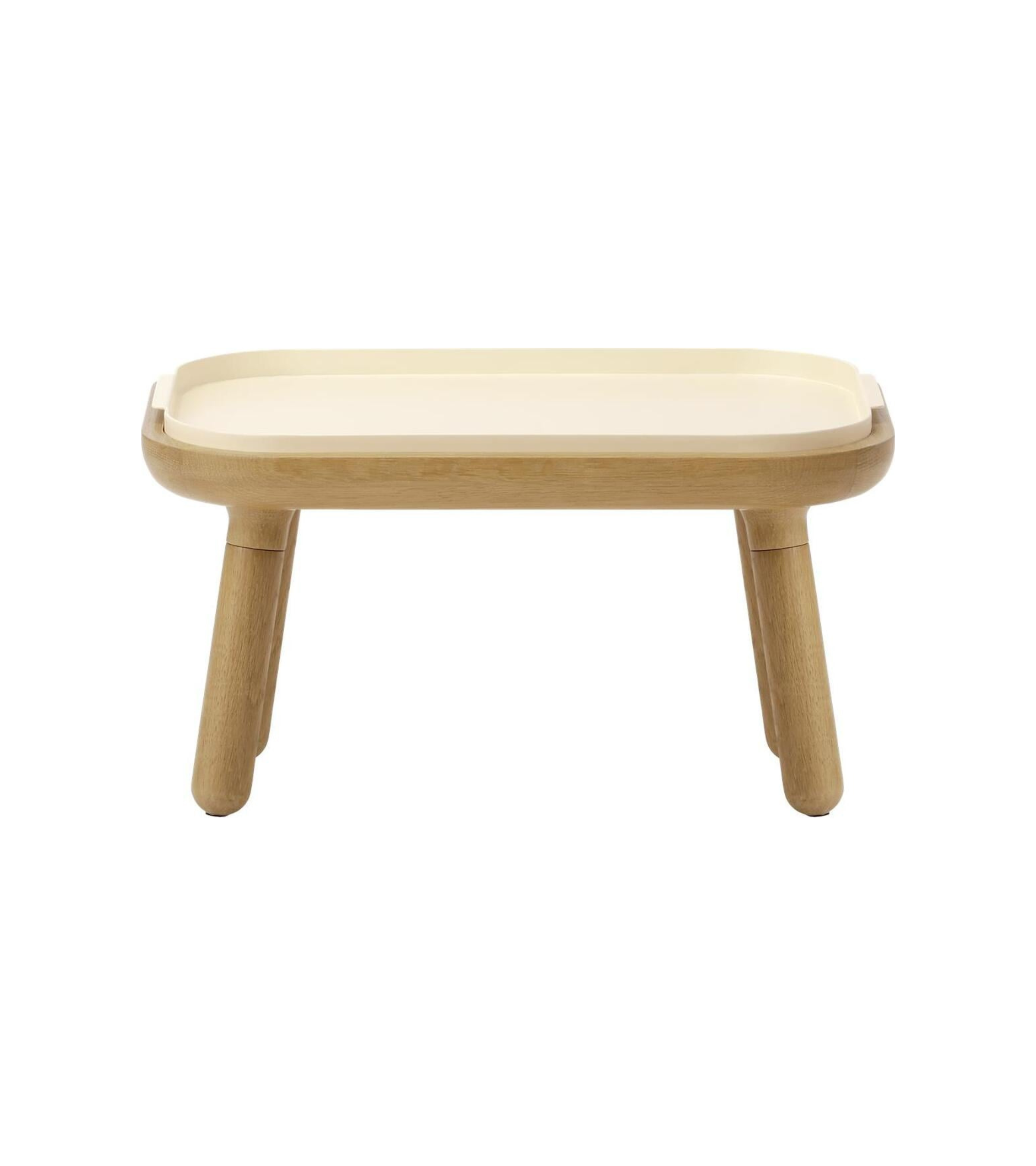 Koffietafel PAFF parelwit met eiken basis