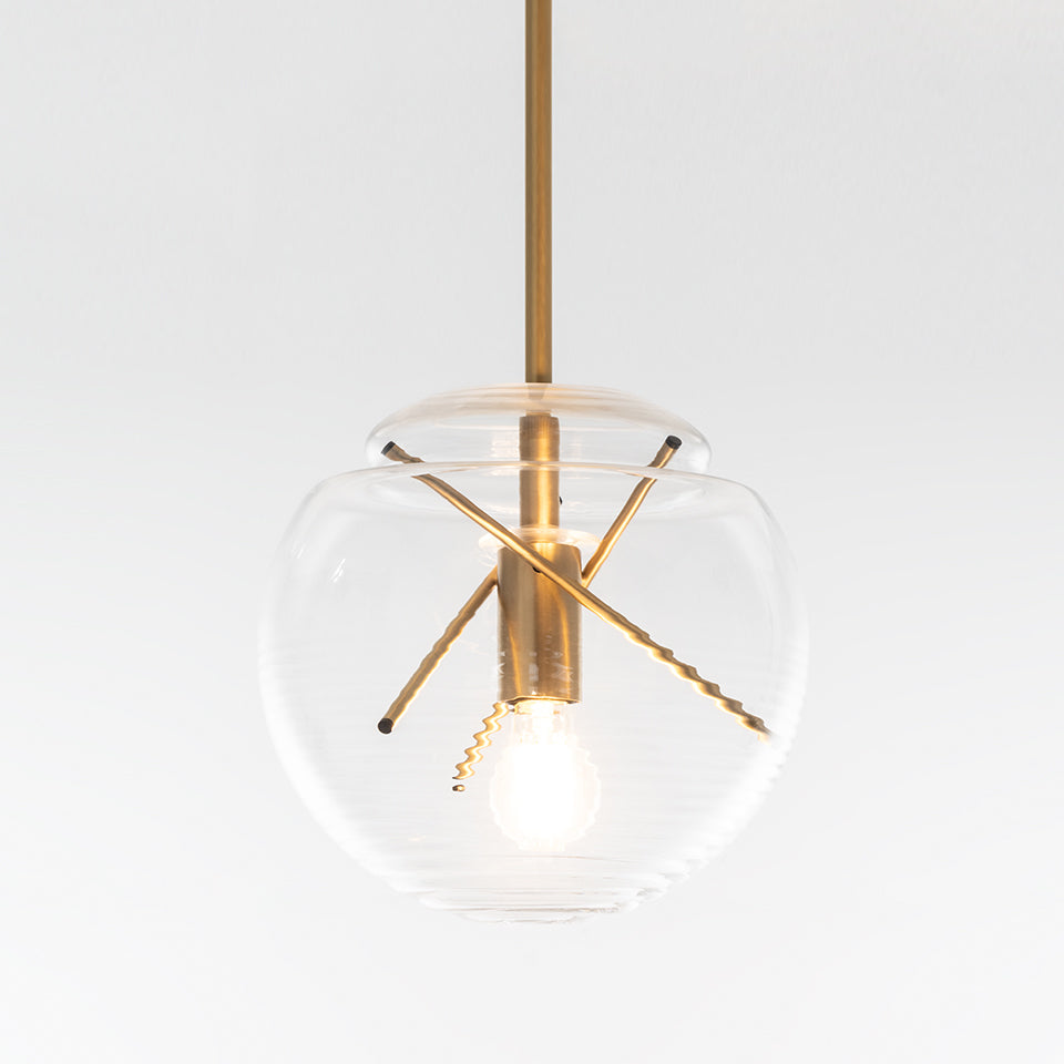 Hanglamp VITRUVIO transparant met gouden afwerking