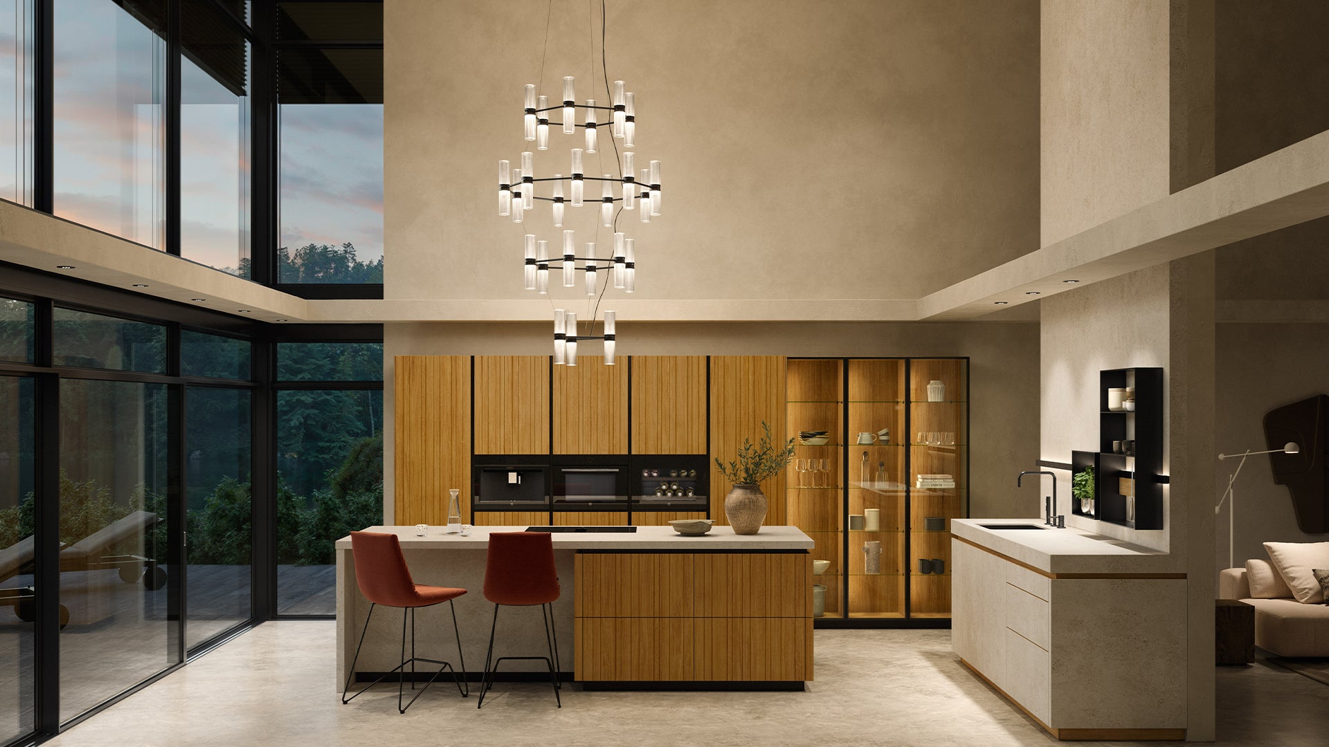 Transparante ZEPHYR kroonluchter met zwarte afwerking