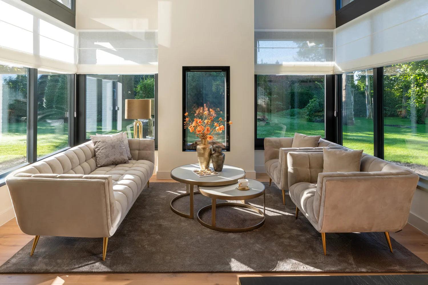 Zestaw stolików kawowych WHITEBONE mosiężny Richmond Interiors    Eye on Design