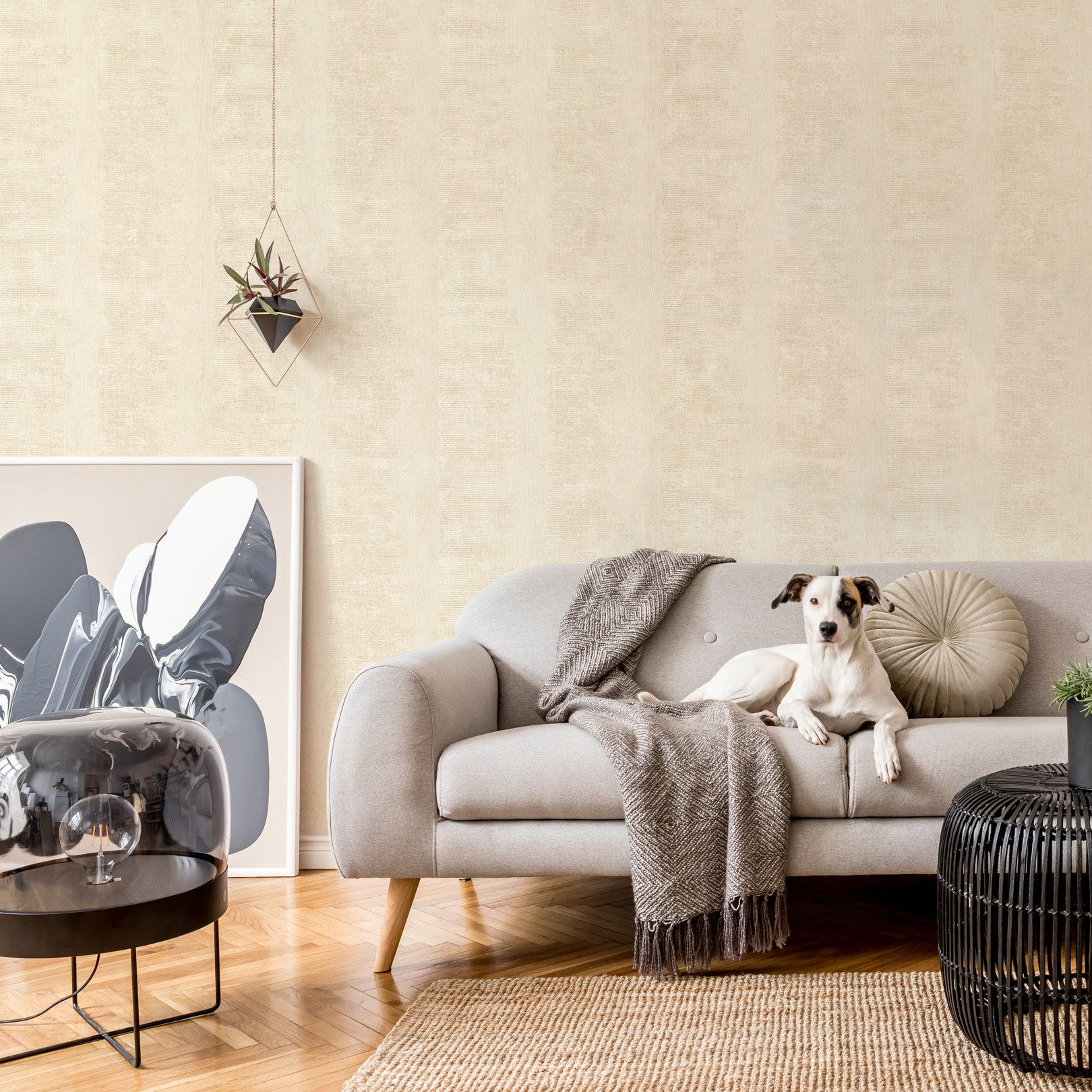 Structural wallpaper with a patina effect ZUMAIA - IVORY