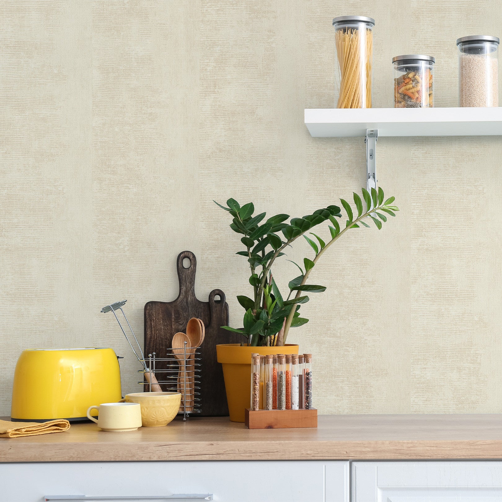 Structuurtapijt met patina-effect ZUMAIA - IVOIRE ivoorkleur