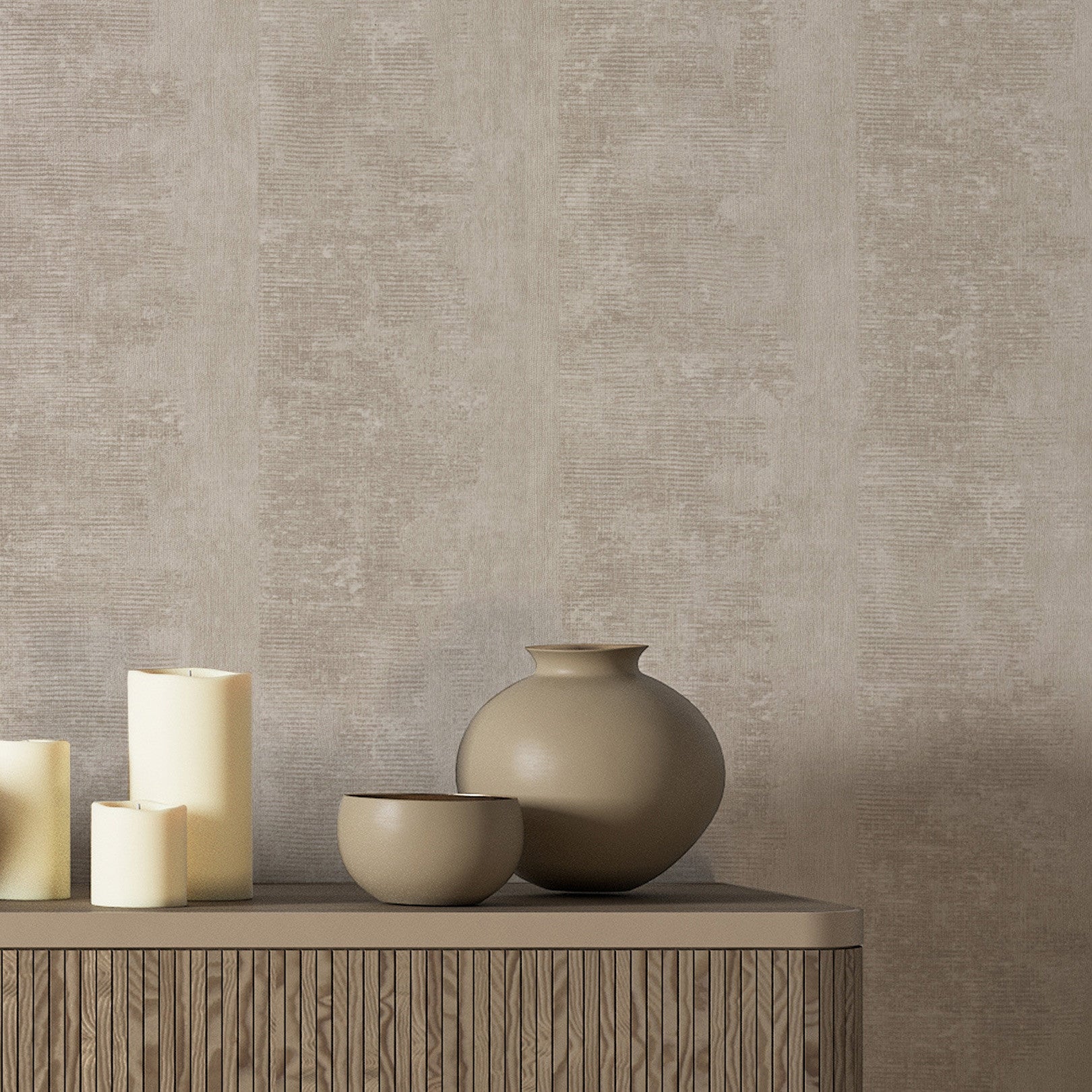 Strukturtapete mit Patina-Effekt ZUMAIA - GREGE braun-grau