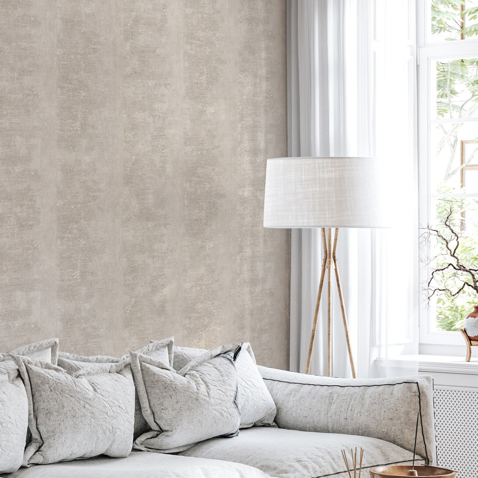 Strukturtapete mit Patina-Effekt ZUMAIA - GREGE braun-grau