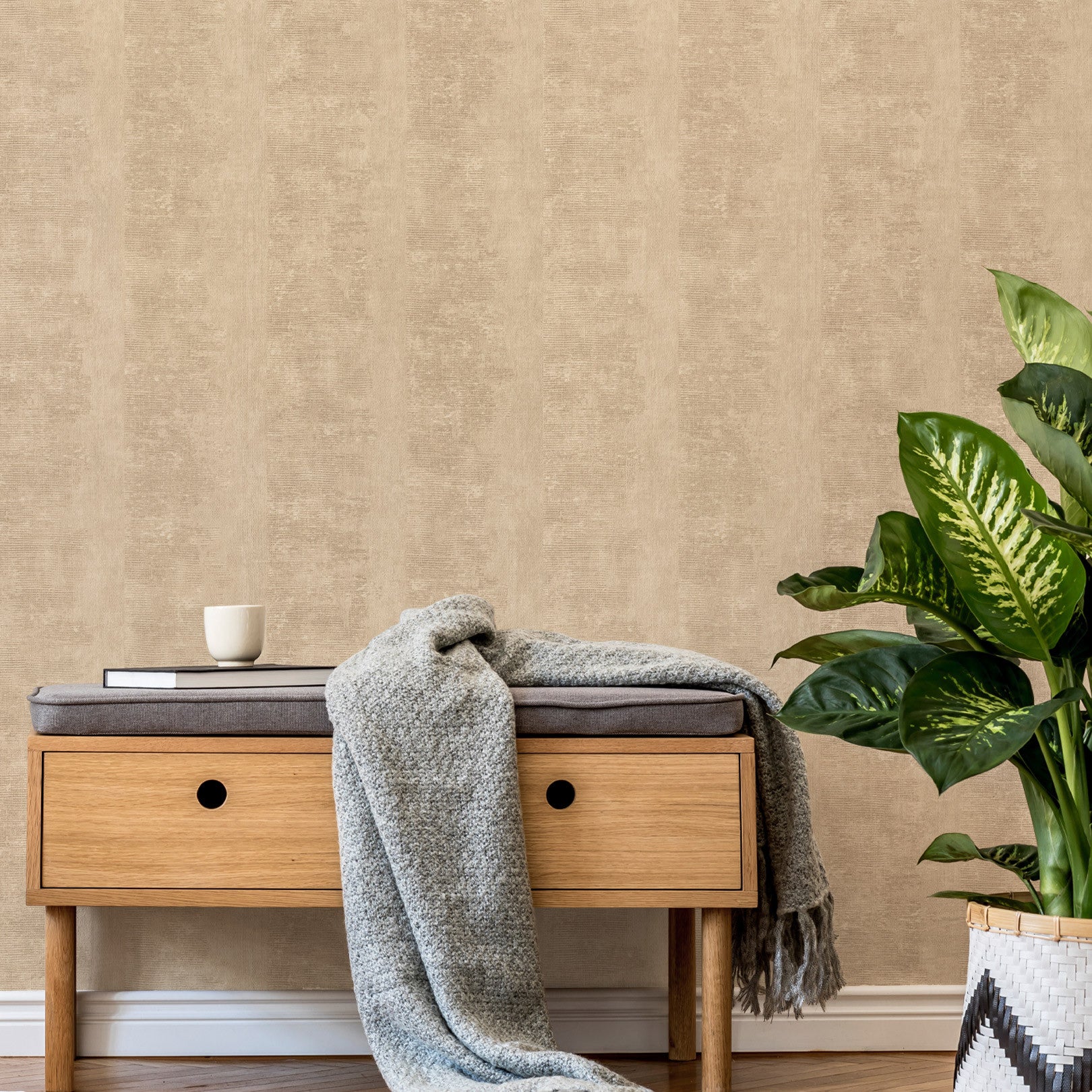 Strukturtapete mit Patina-Effekt ZUMAIA - SABLE beige