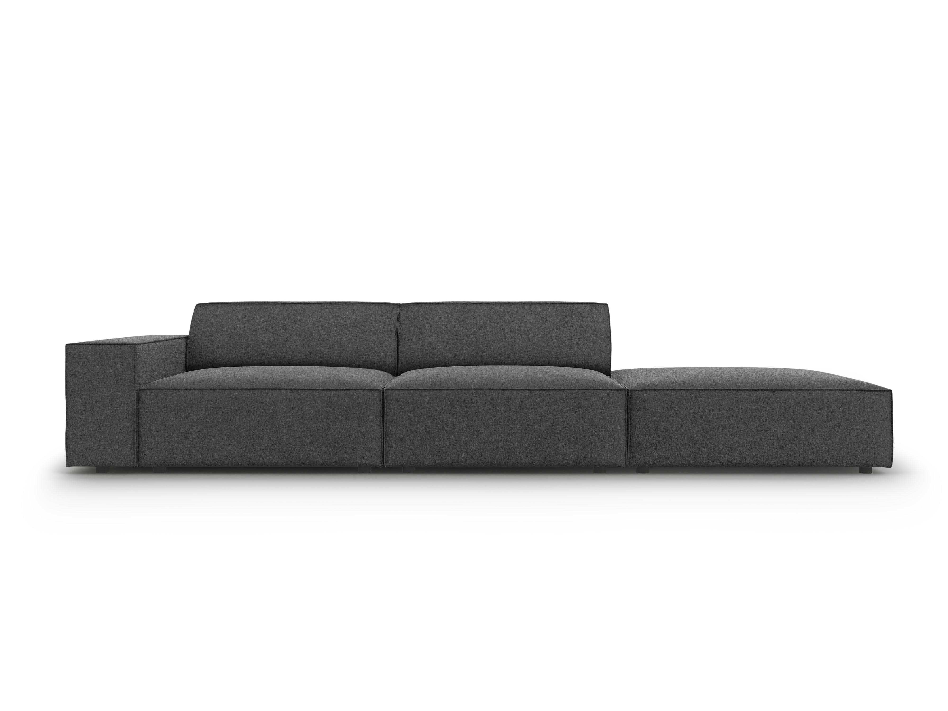 Sofa aksamitna prawostronna 3-osobowa JODIE ciemnoszary Micadoni    Eye on Design