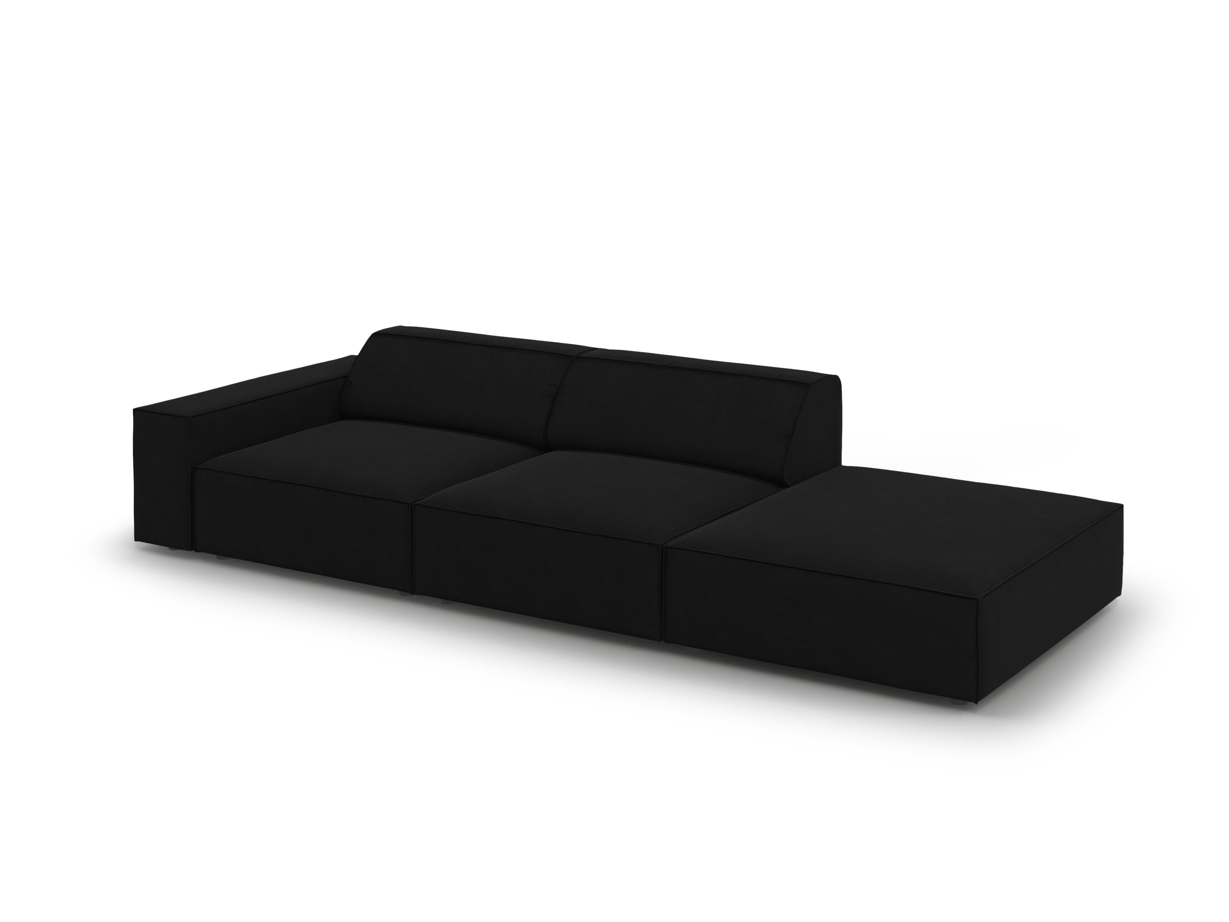 Sofa aksamitna prawostronna 3-osobowa JODIE czarny Micadoni    Eye on Design