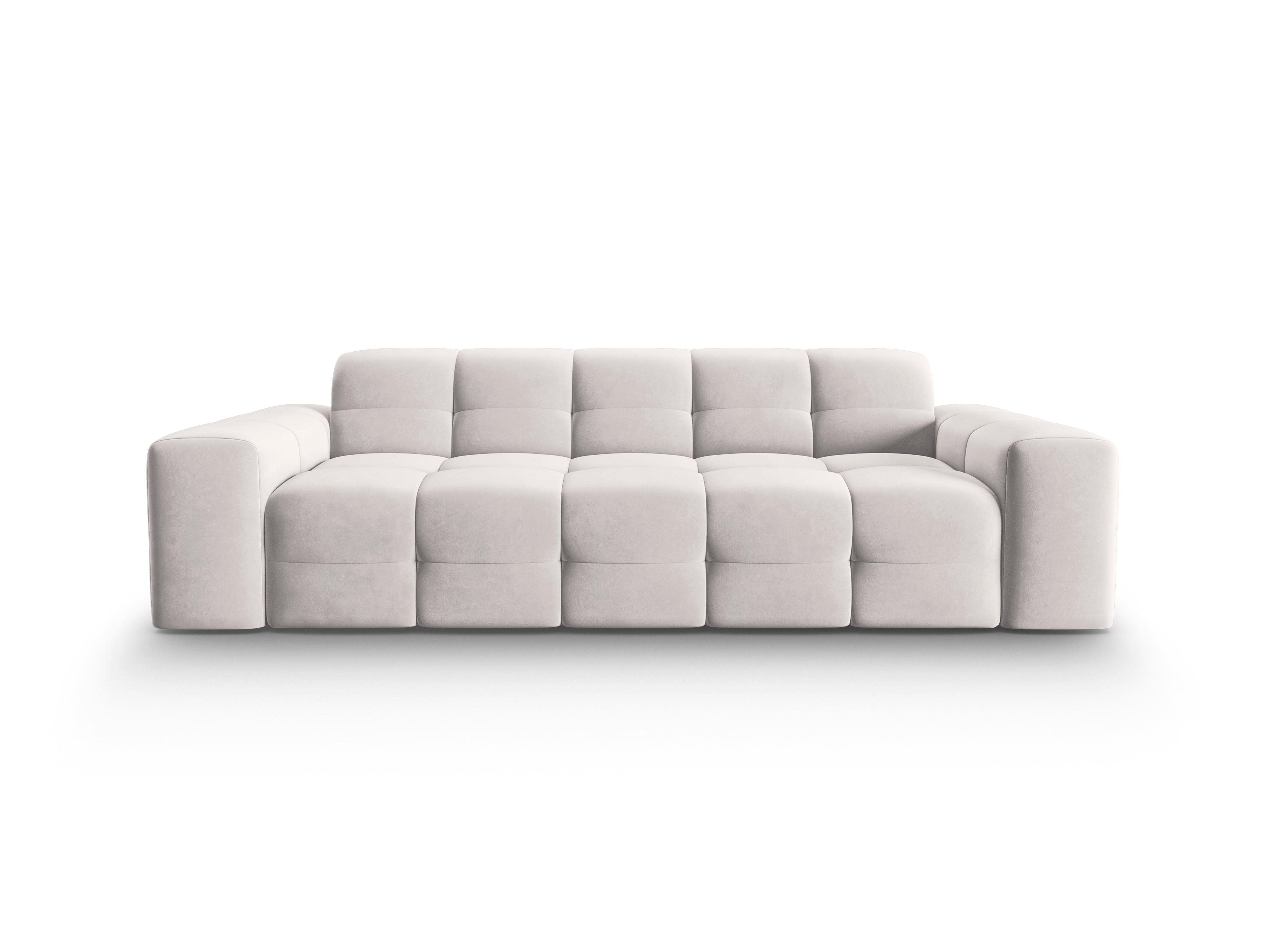 Sofa aksamitna 3-osobowa KENDAL jasnoszary Micadoni    Eye on Design