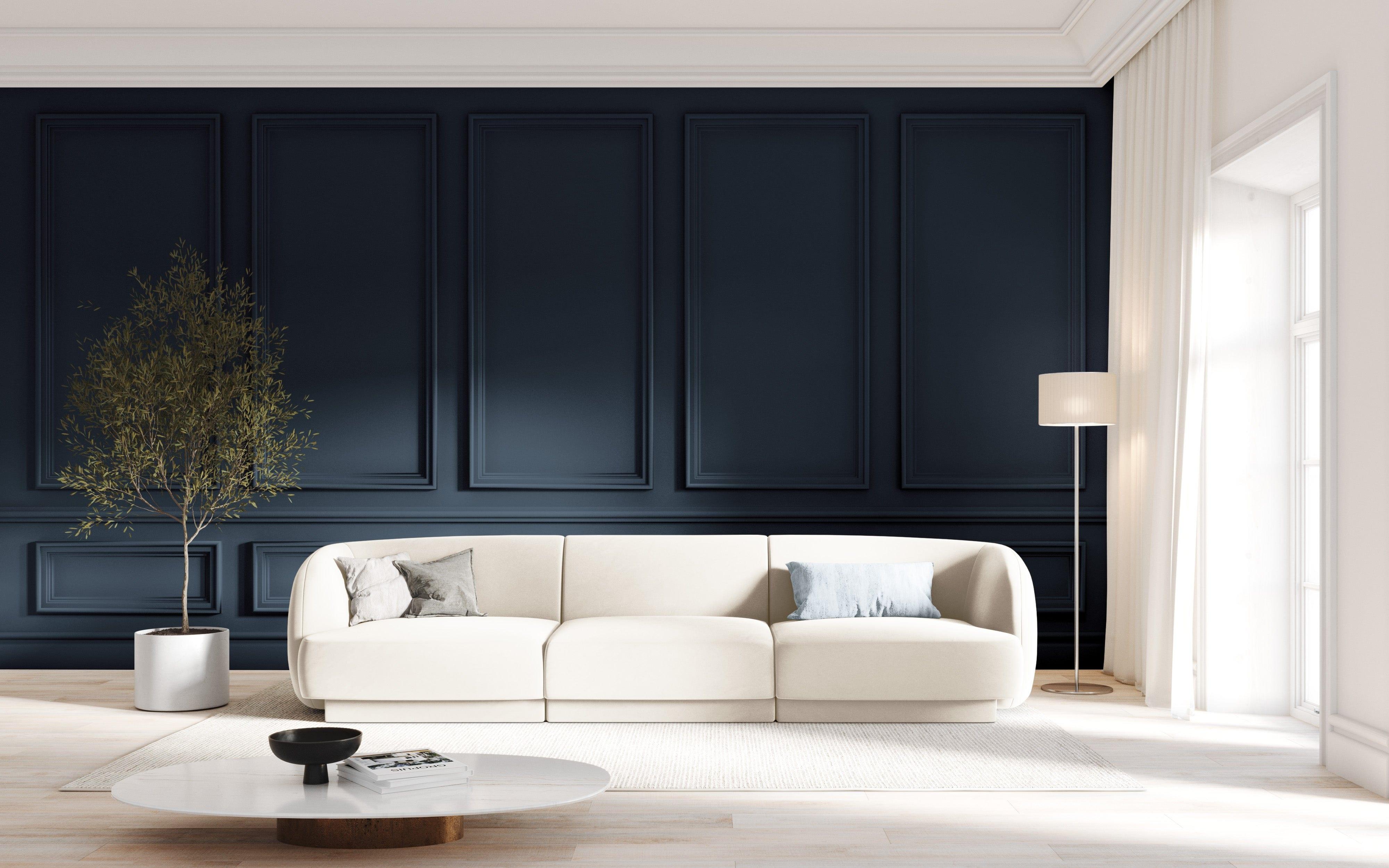 Sofa aksamitna 3-osobowa MILEY beżowy Micadoni    Eye on Design