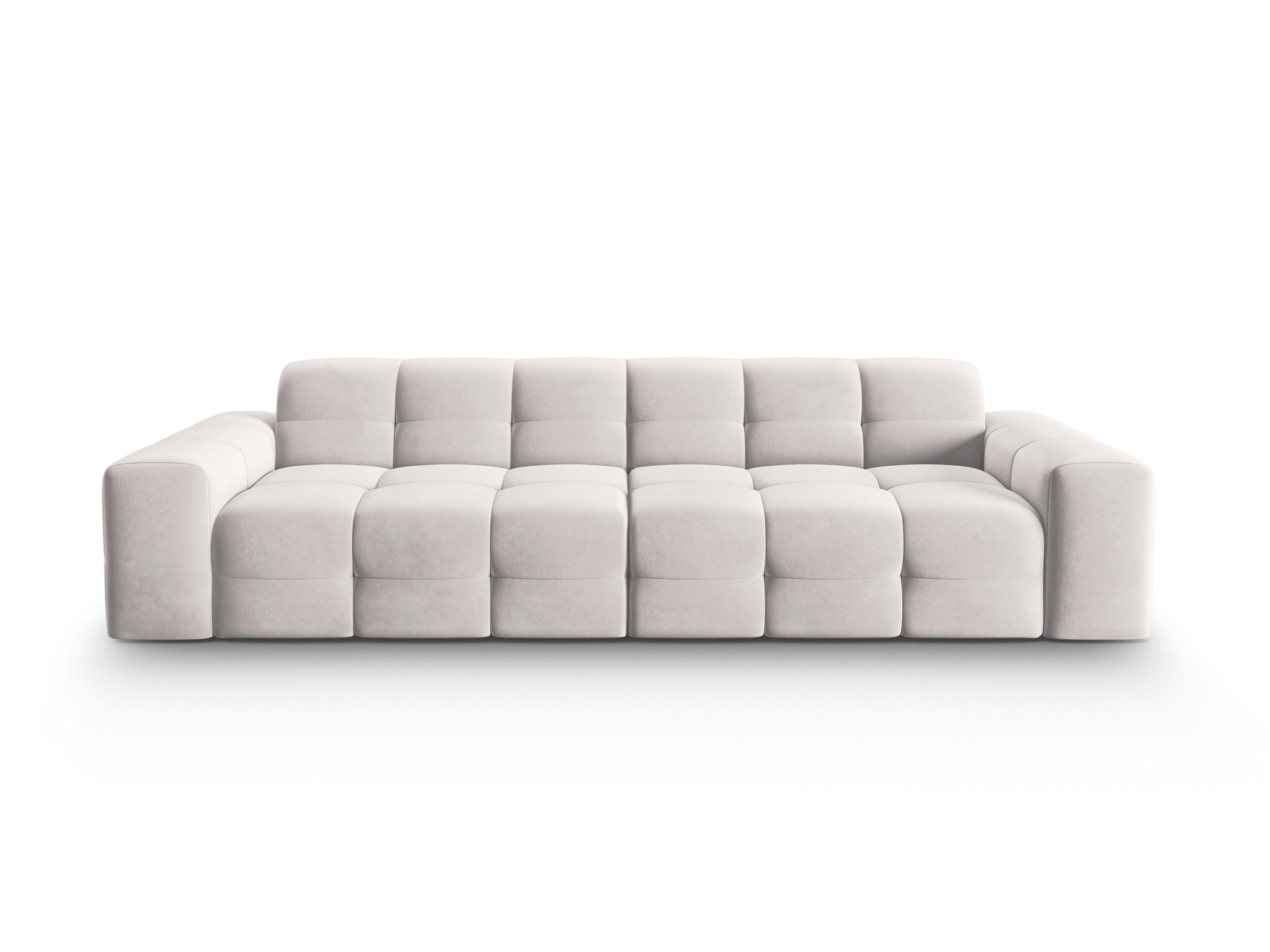 Sofa aksamitna 4-osobowa KENDAL jasnoszary Micadoni    Eye on Design