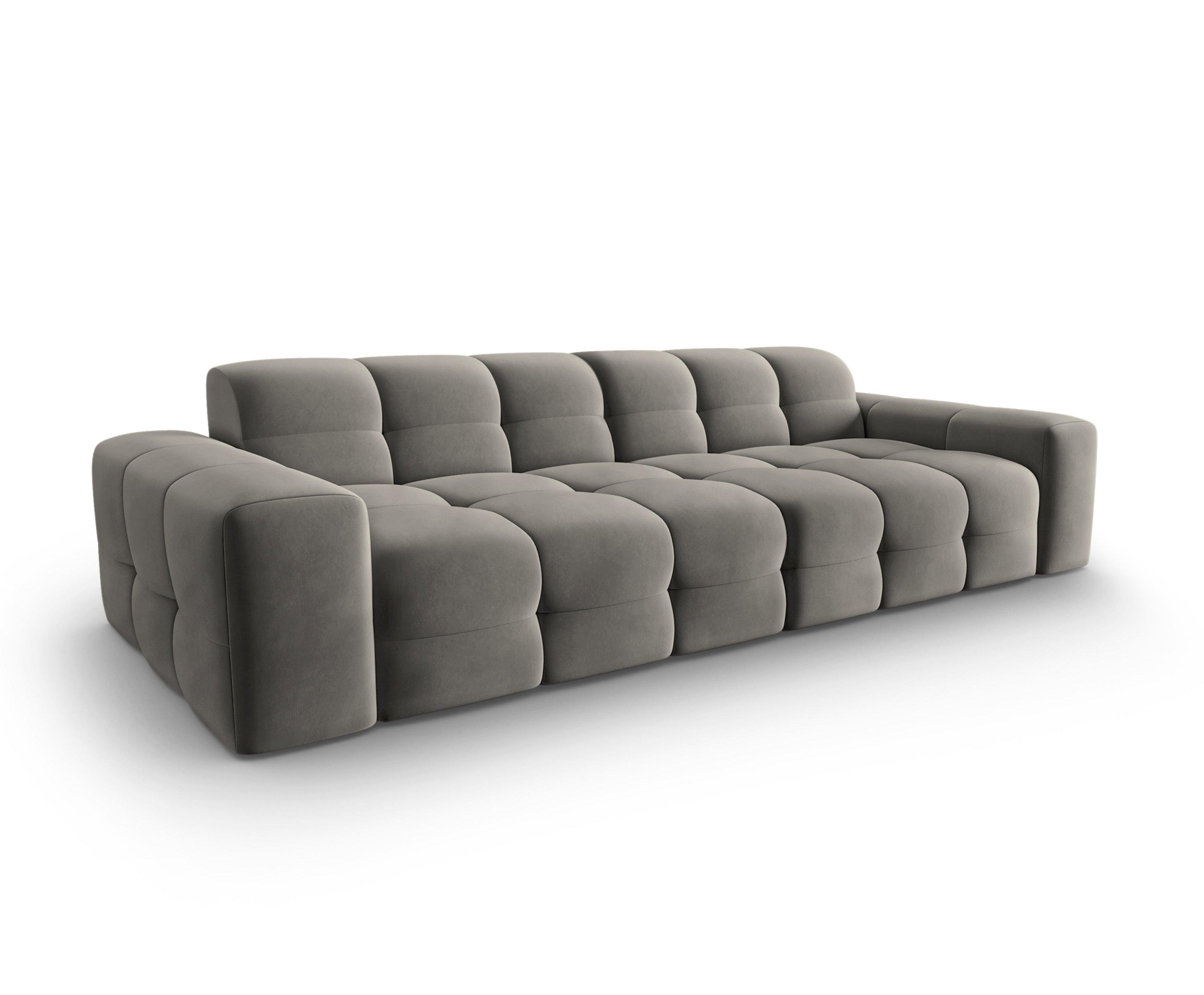 Sofa aksamitna 4-osobowa KENDAL szary Micadoni    Eye on Design