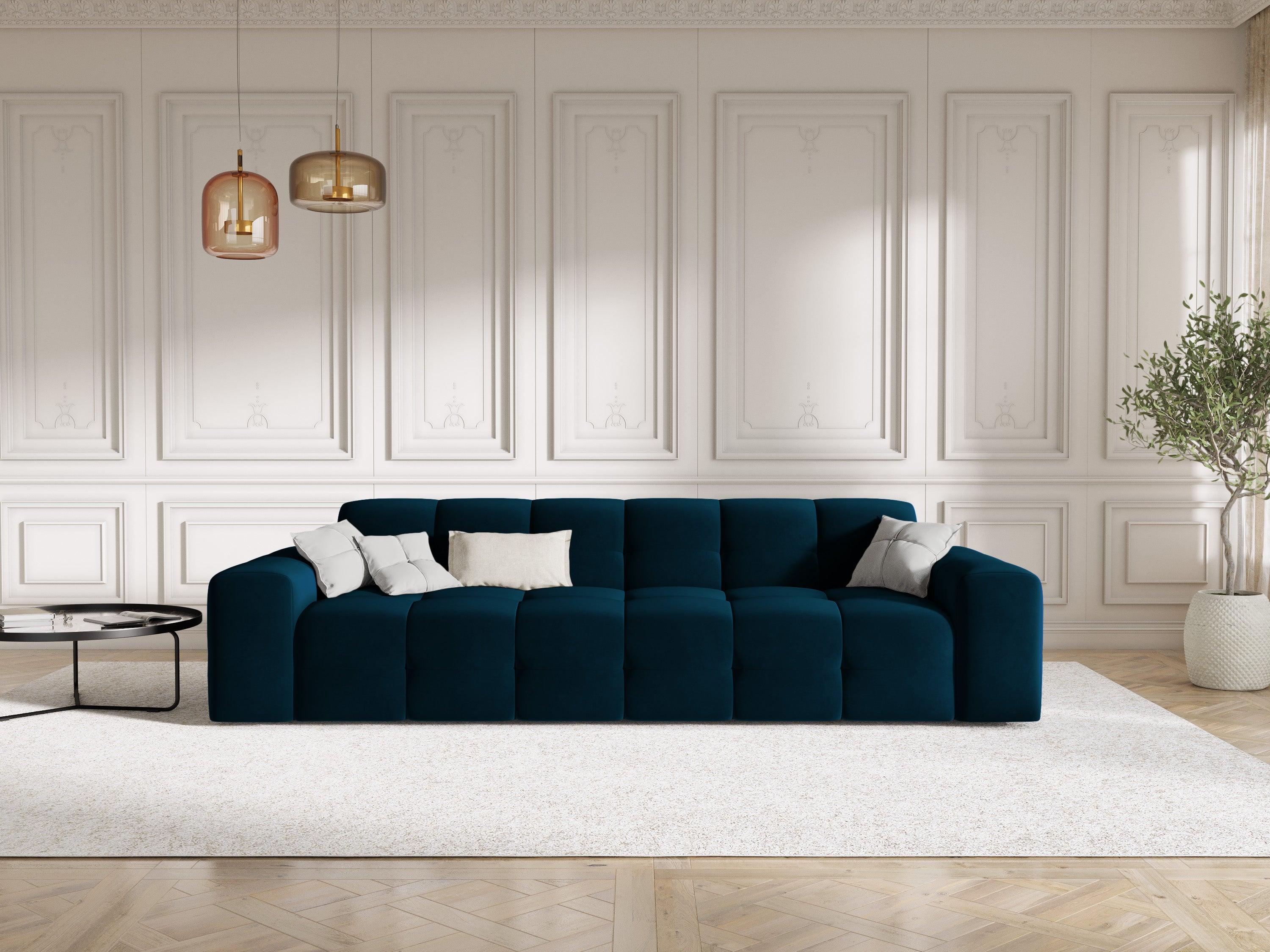 Sofa aksamitna 4-osobowa KENDAL granatowy Micadoni    Eye on Design