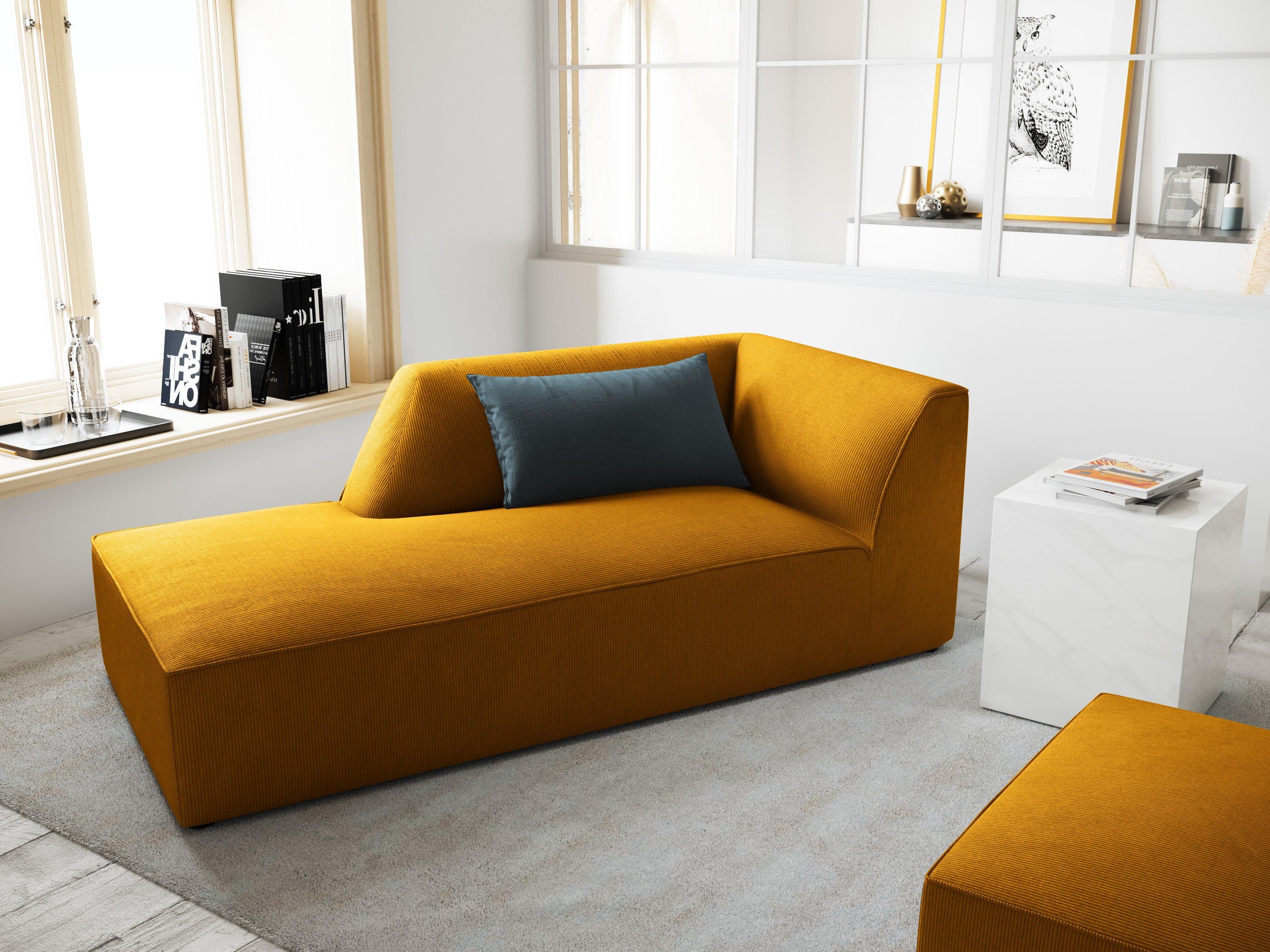 Szezlong sztruksowy lewostronny RUBY żółty Micadoni    Eye on Design