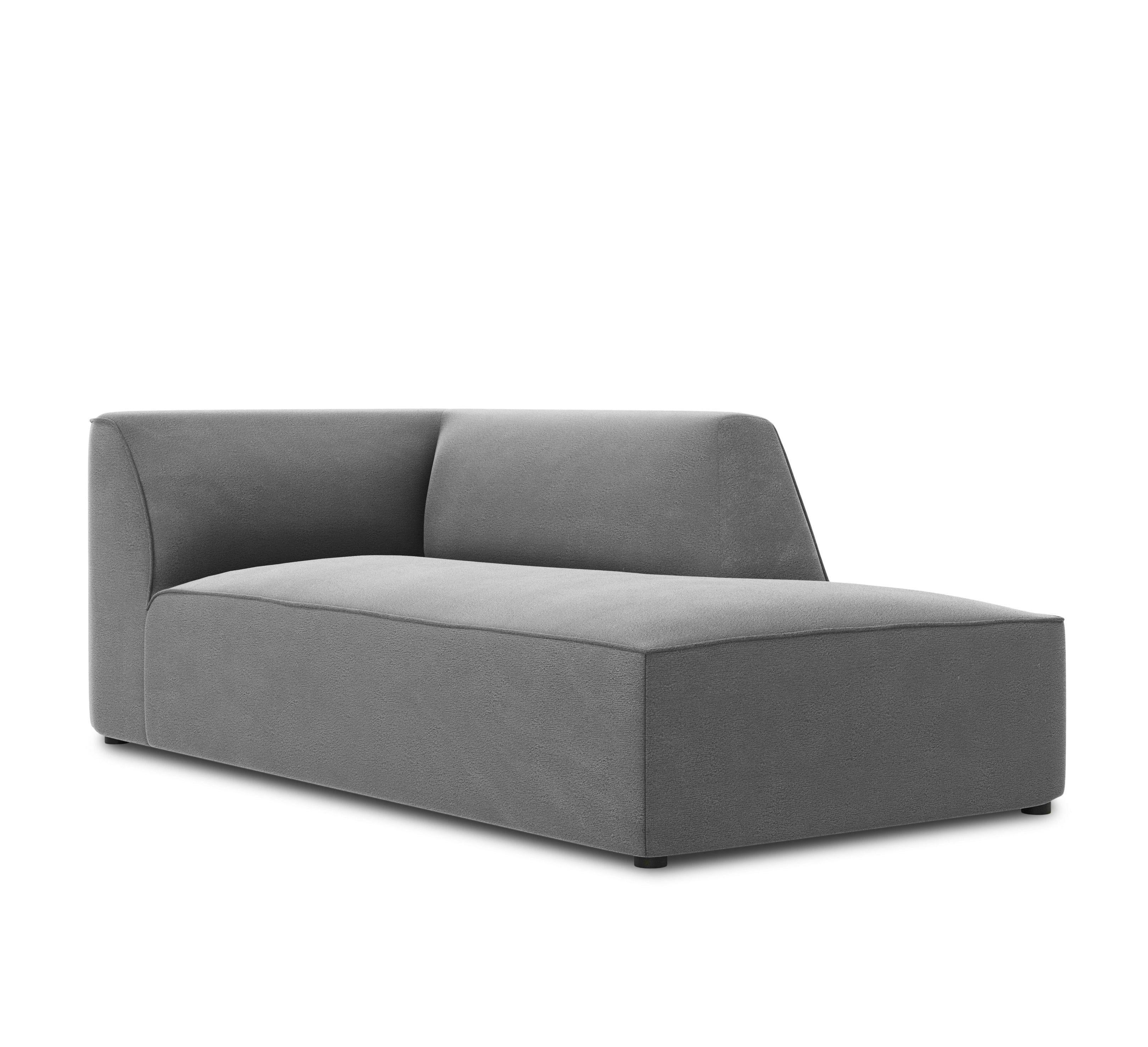 Szezlong aksamitny prawostronny RUBY szary Micadoni    Eye on Design