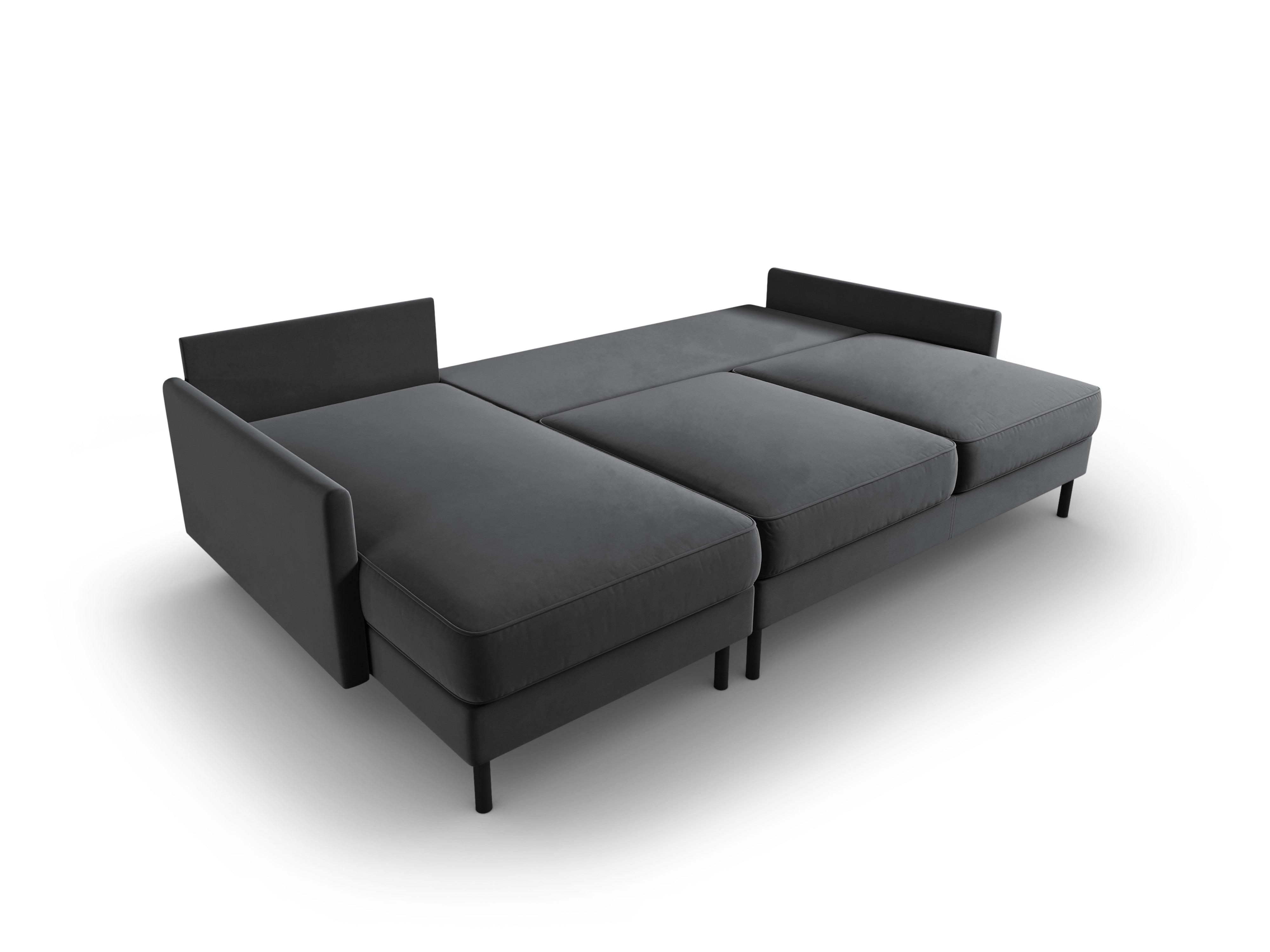 Narożnik aksamitny lewostronny z funkcją spania SCOTT ciemnoszary Micadoni    Eye on Design