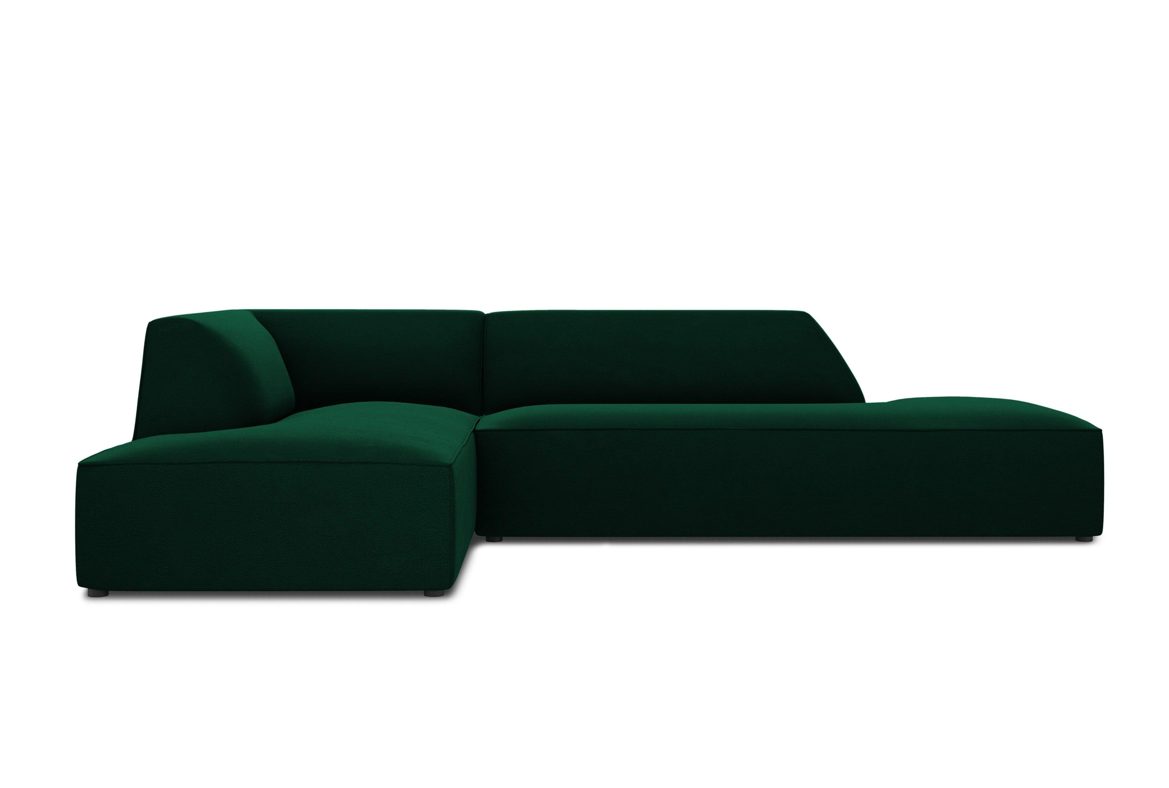 Sofa narożna aksamitna lewostronna RUBY butelkowa zieleń Micadoni    Eye on Design