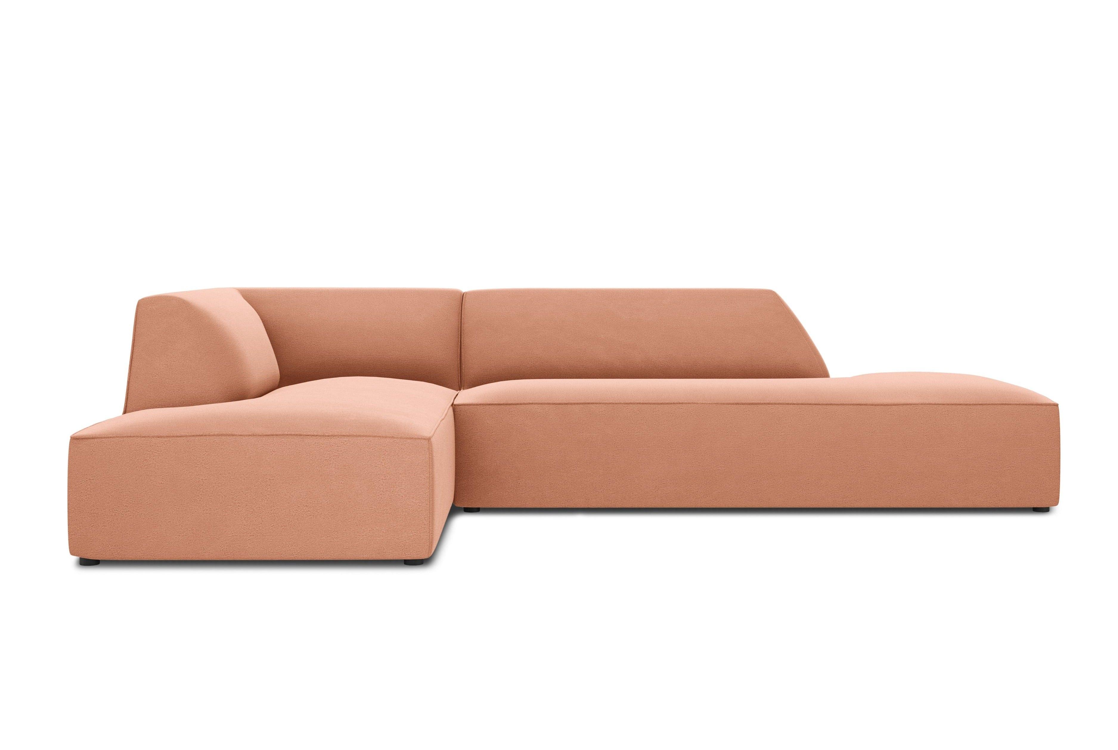 Sofa narożna aksamitna lewostronna RUBY łososiowy Micadoni    Eye on Design