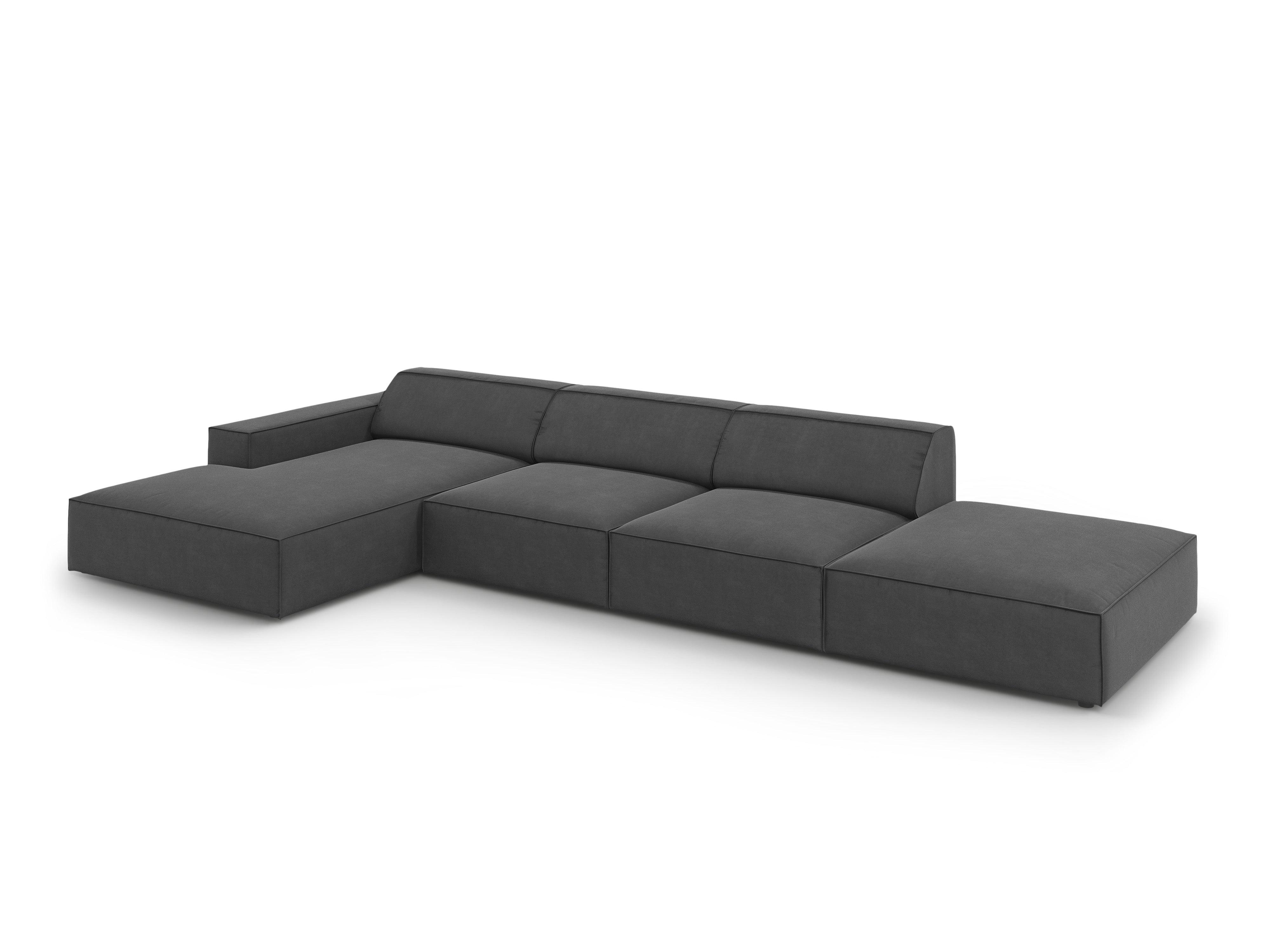 Narożnik aksamitny lewostronny 5-osobowy JODIE ciemnoszary Micadoni    Eye on Design