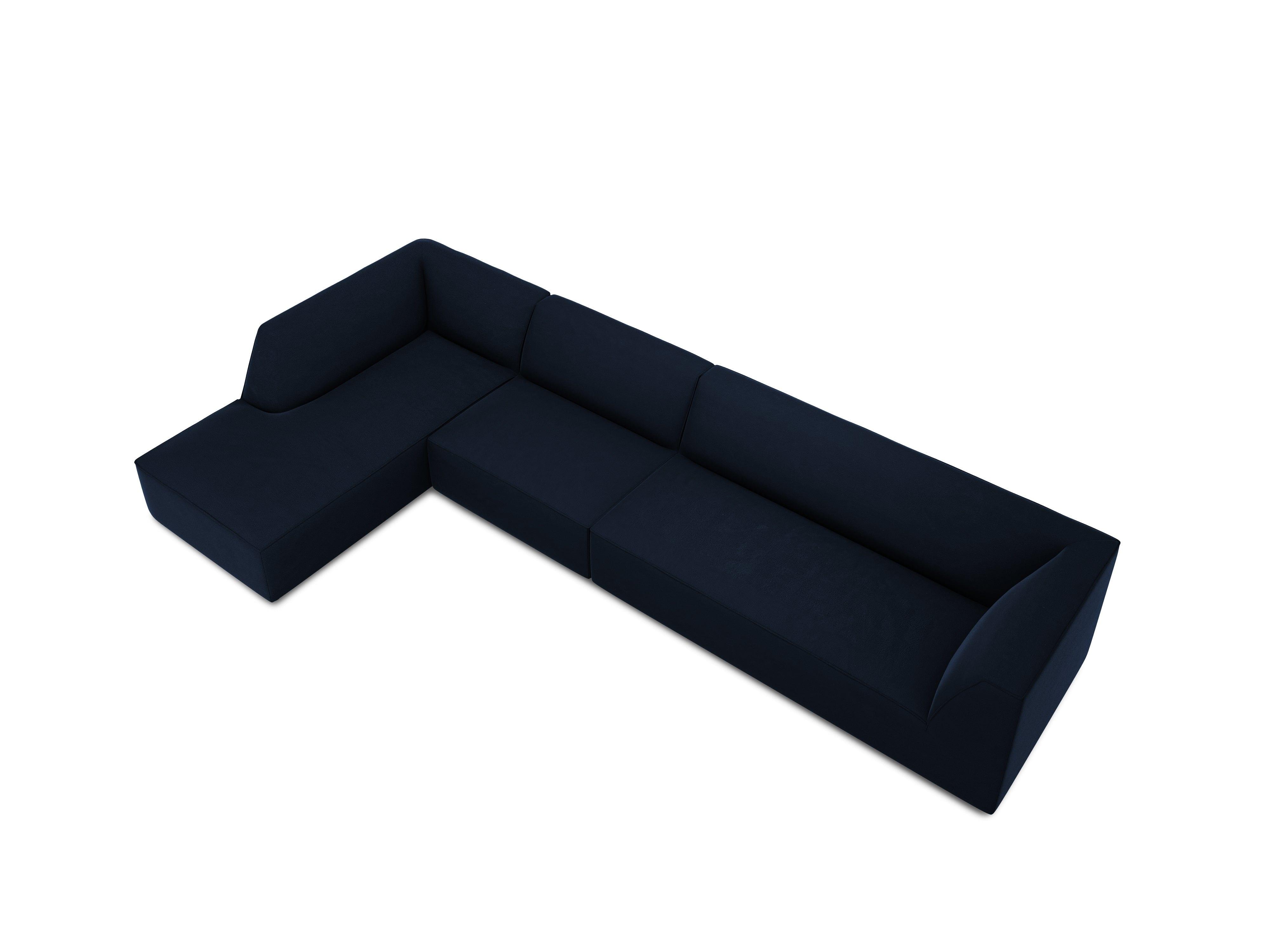 Narożnik aksamitny 5-osobowy lewostronny RUBY granat królewski Micadoni    Eye on Design