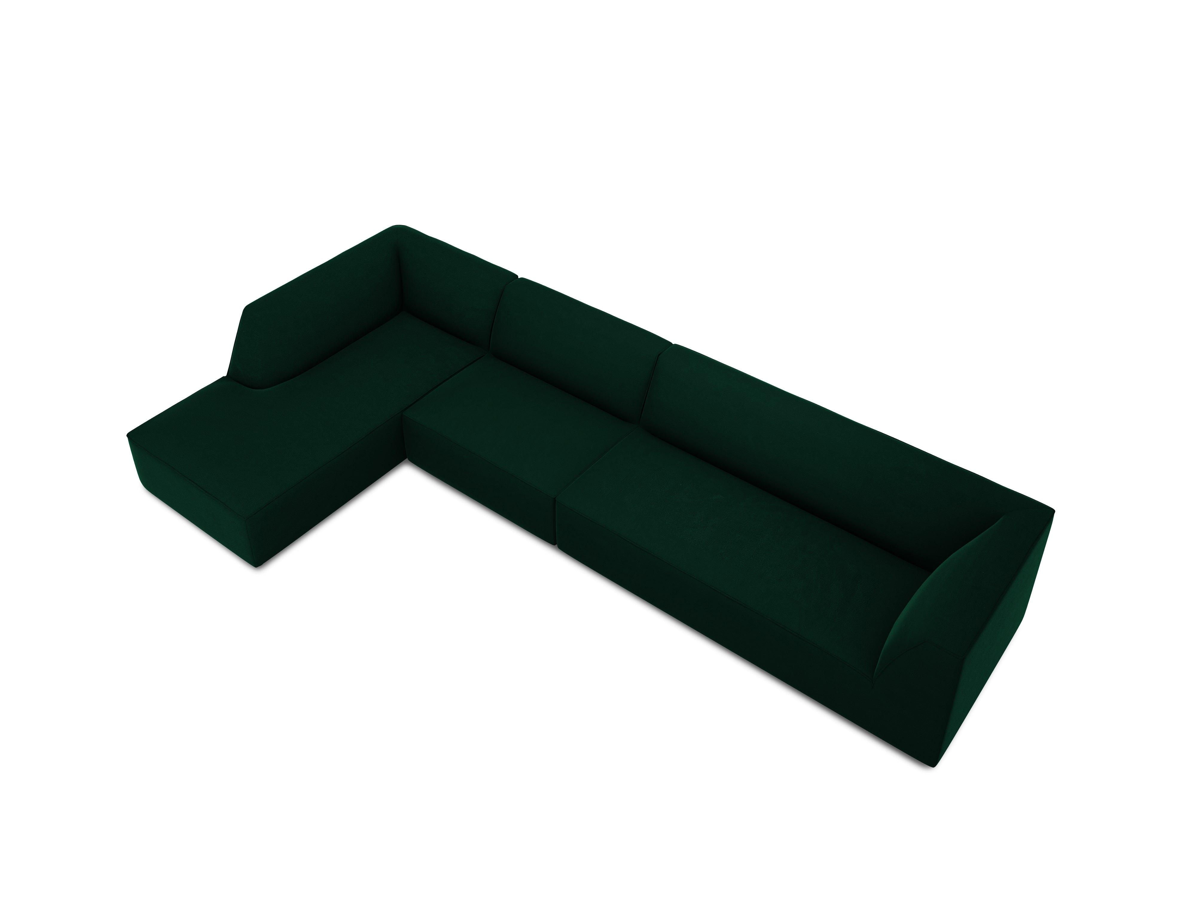 Narożnik aksamitny 5-osobowy lewostronny RUBY butelkowa zieleń Micadoni    Eye on Design