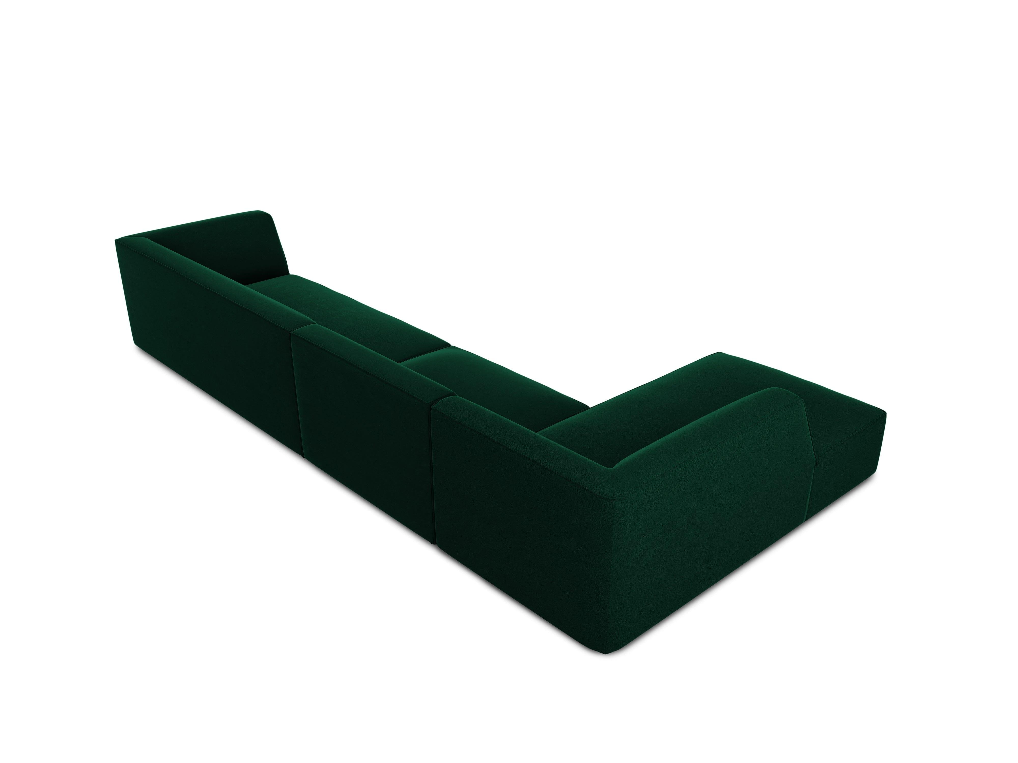 Narożnik aksamitny 5-osobowy lewostronny RUBY butelkowa zieleń Micadoni    Eye on Design