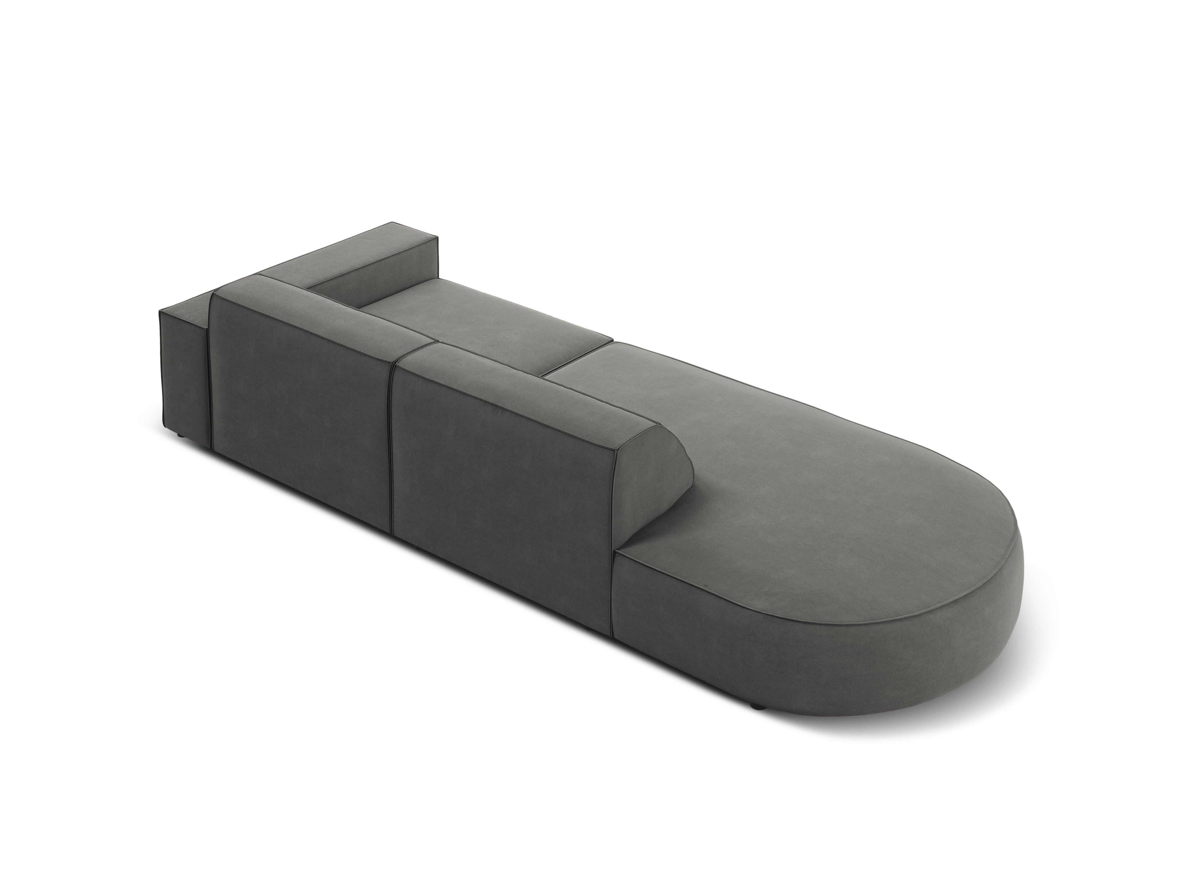 Sofa aksamitna lewostronna okrągła 3-osobowa JODIE jasnoszary Micadoni    Eye on Design