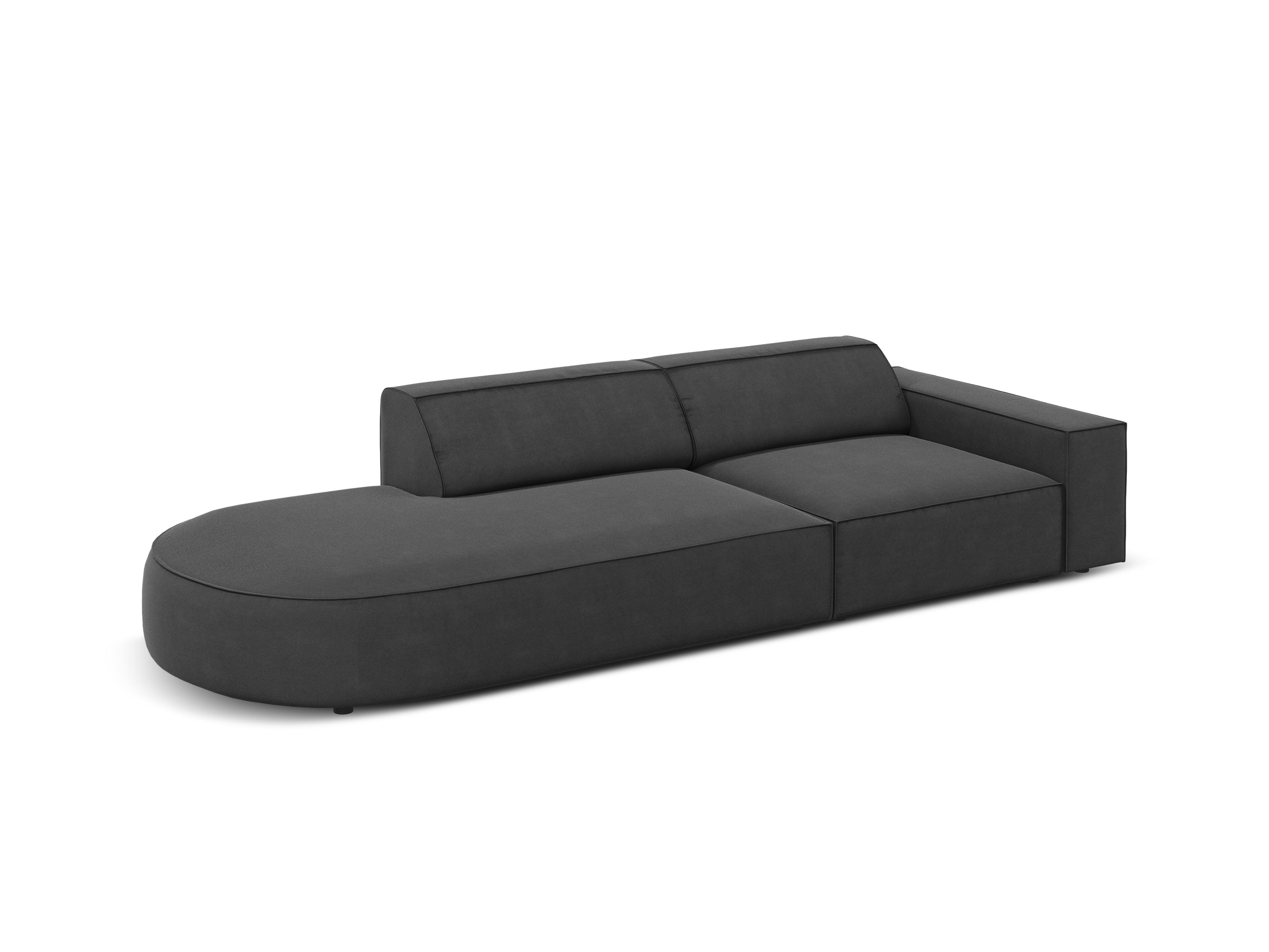 Sofa aksamitna lewostronna okrągła 3-osobowa JODIE ciemnoszary Micadoni    Eye on Design