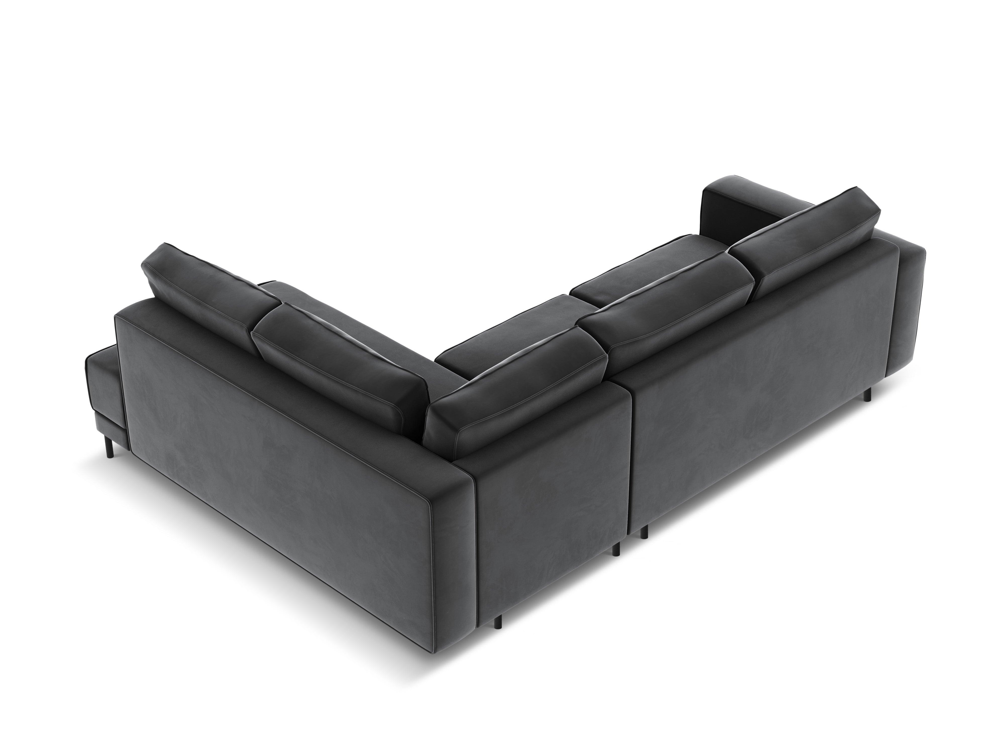 Narożnik aksamitny prawostronny z funkcją spania CARO ciemnoszary Micadoni    Eye on Design