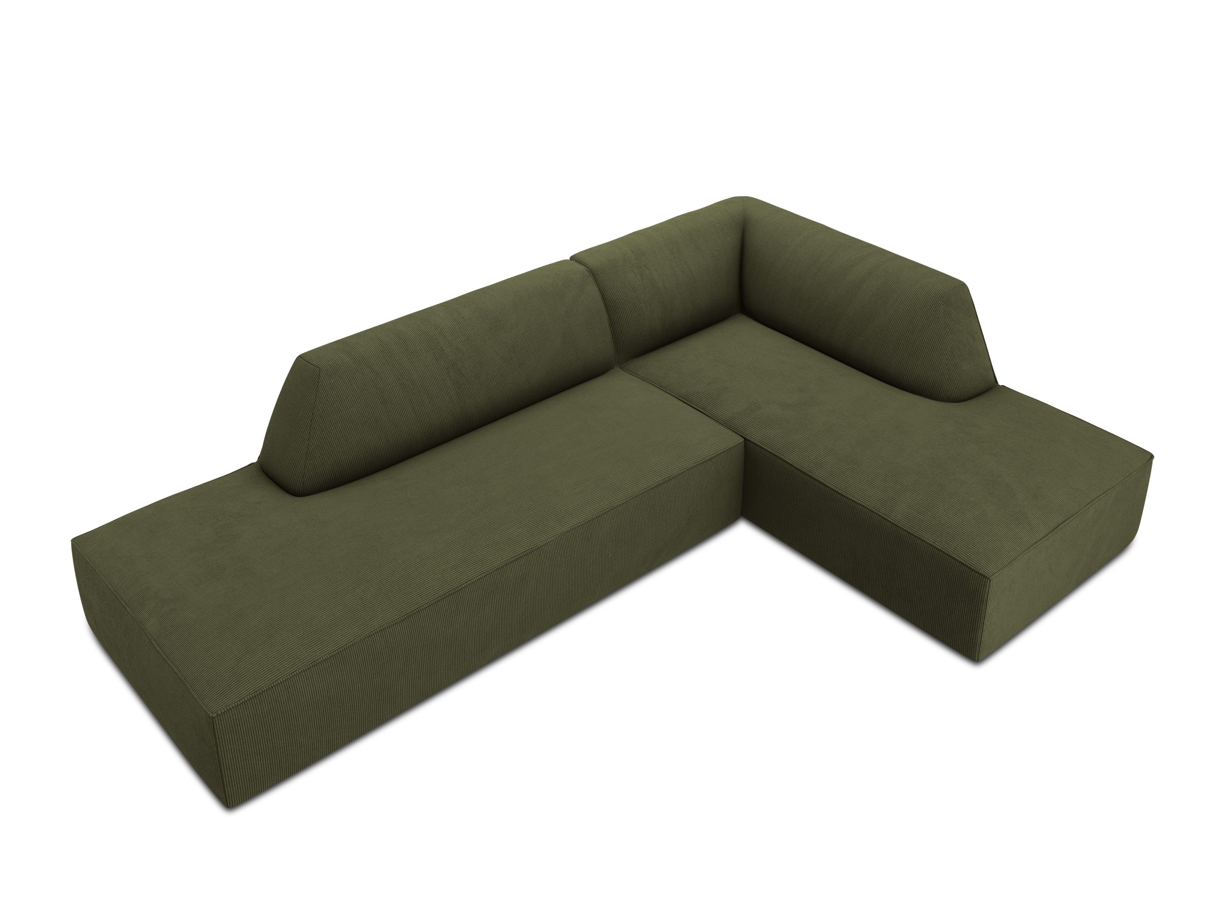 Sofa narożna sztruksowa prawostronny RUBY zielony Micadoni    Eye on Design