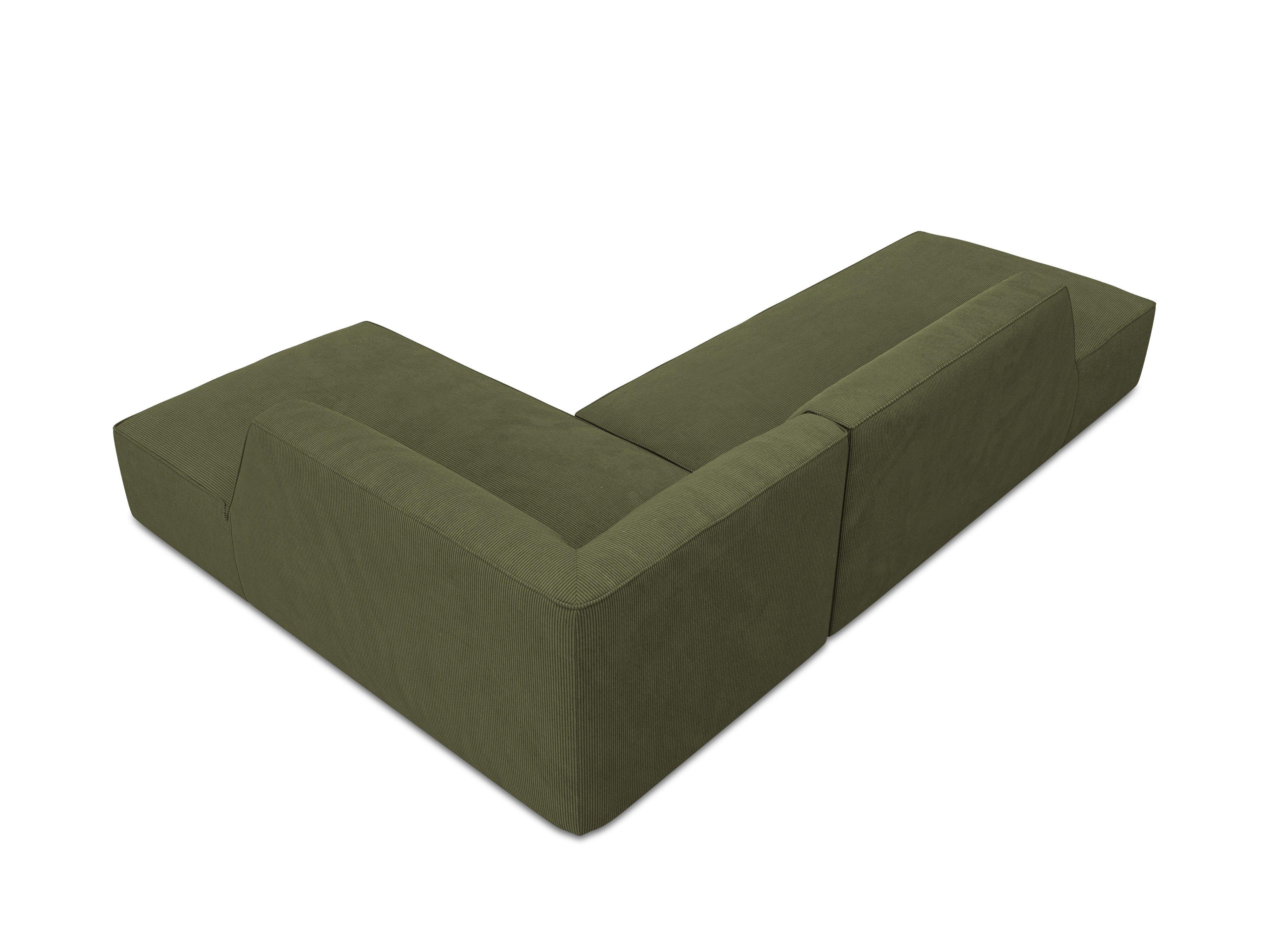 Sofa narożna sztruksowa prawostronny RUBY zielony Micadoni    Eye on Design