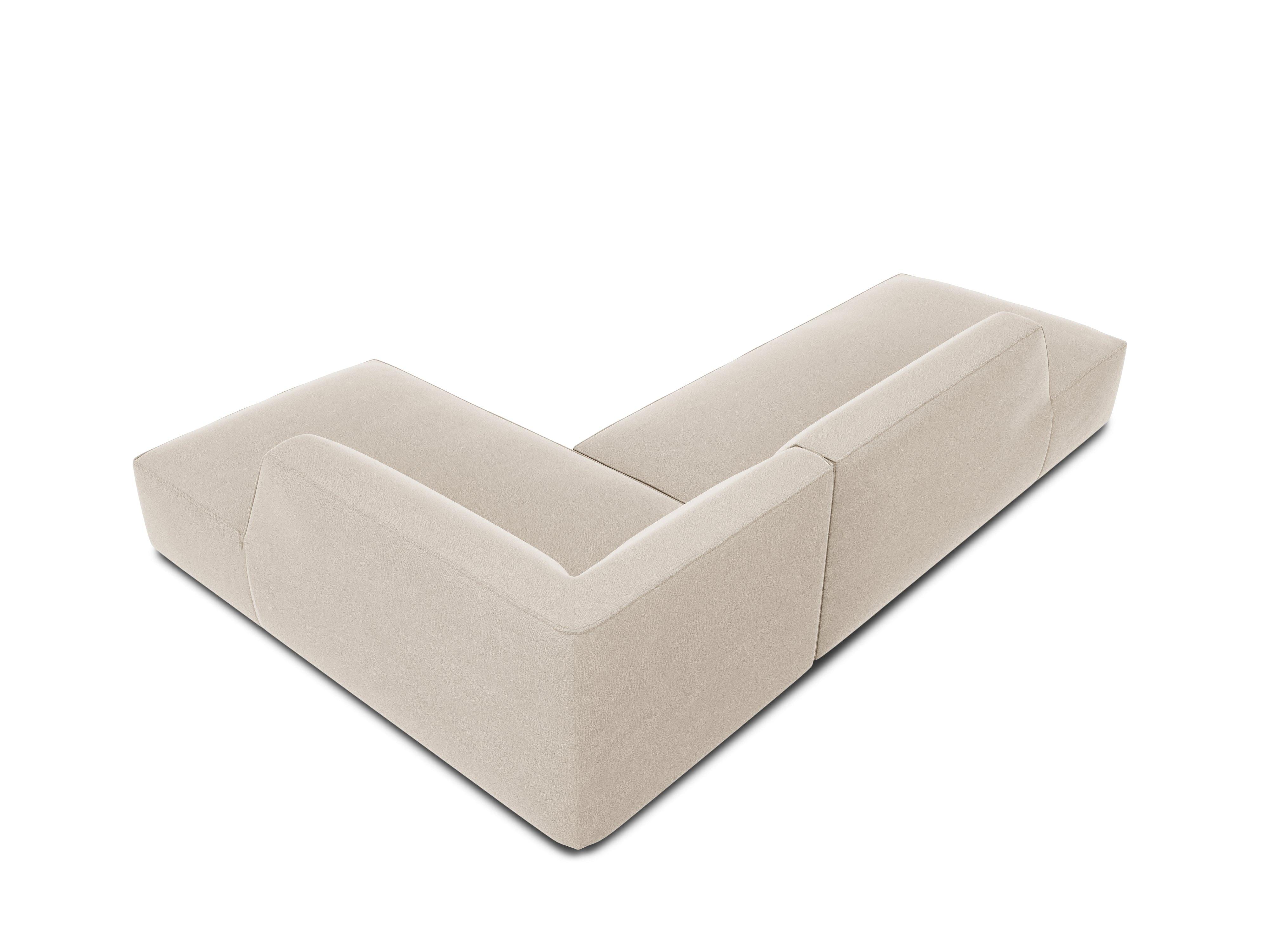 Sofa narożna aksamitna prawostronna RUBY beżowy Micadoni    Eye on Design