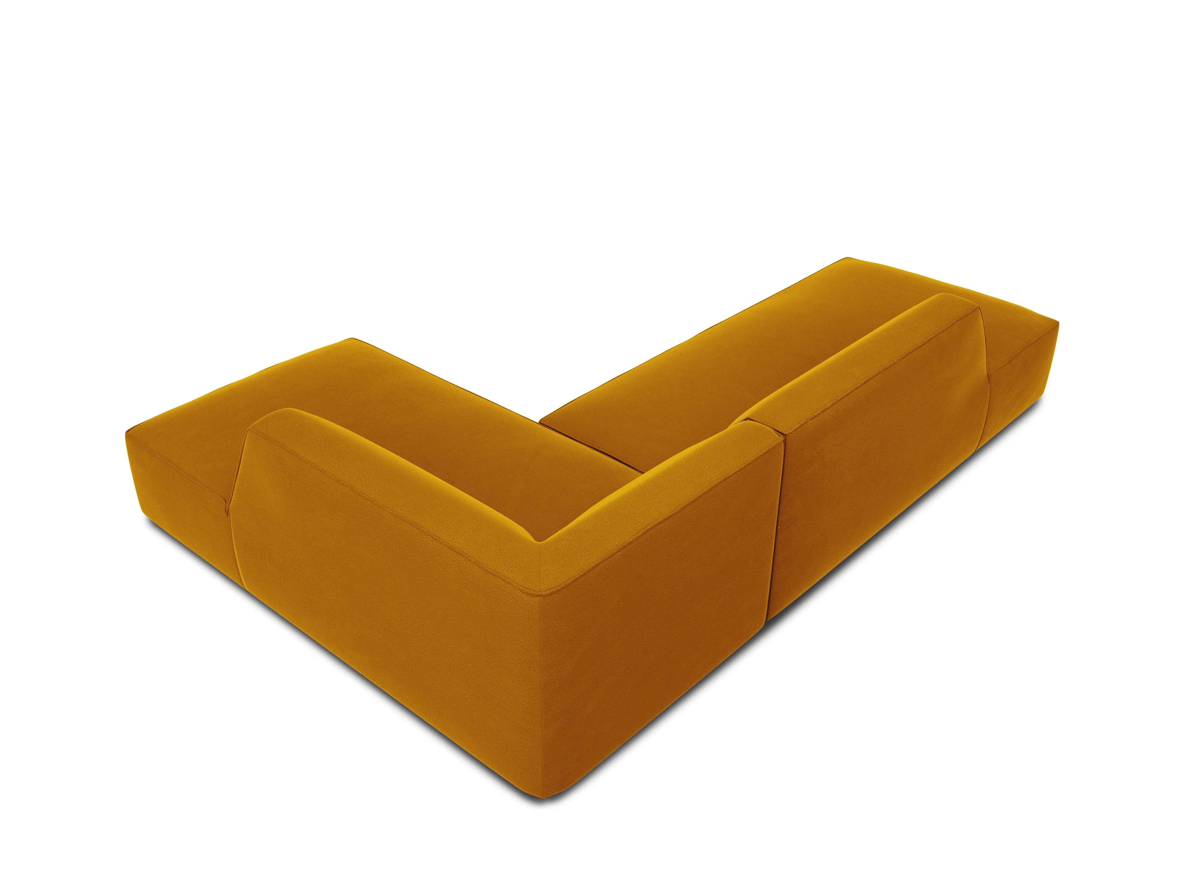 Sofa narożna aksamitna prawostronna RUBY żółty Micadoni    Eye on Design