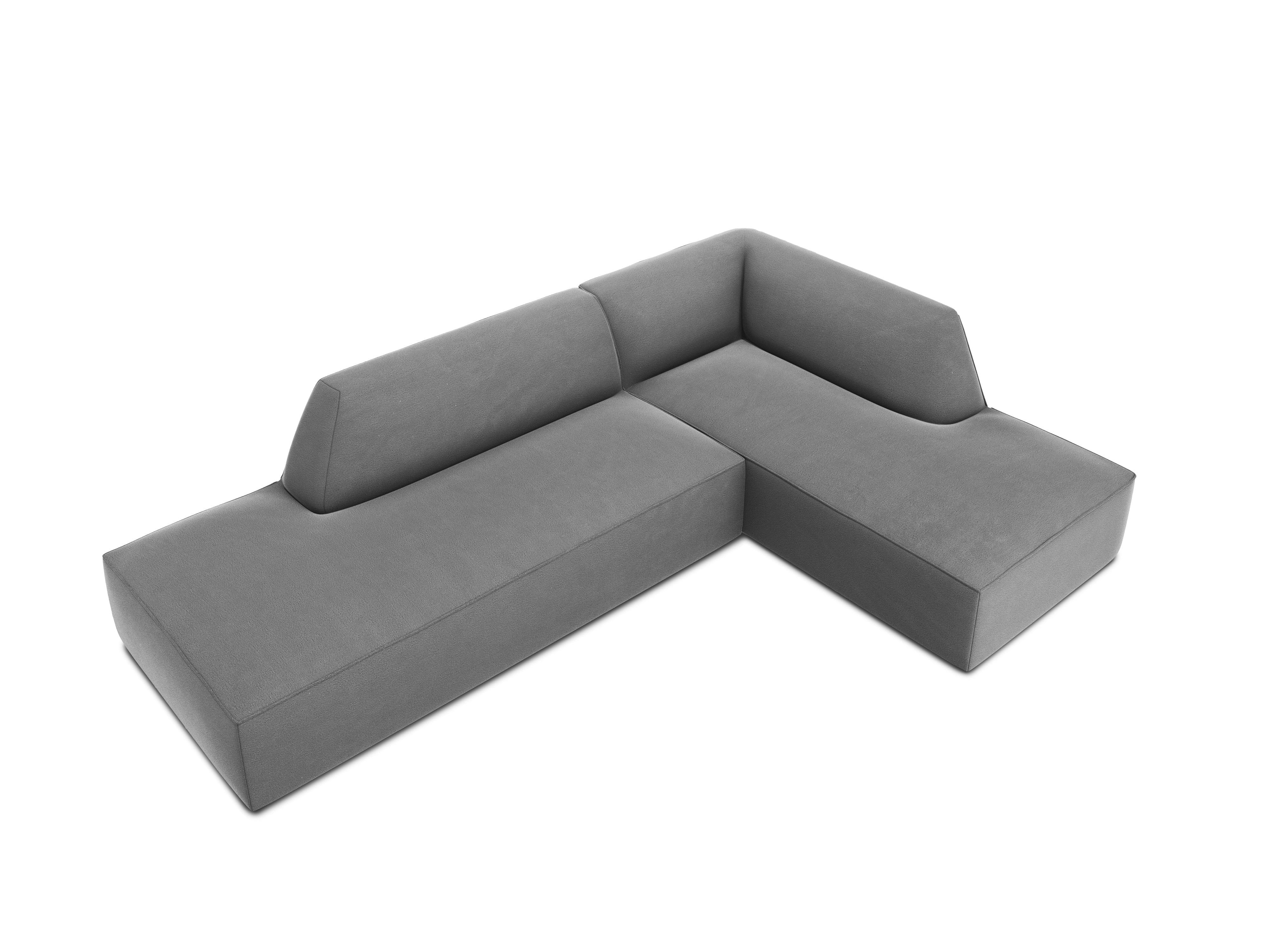 Sofa narożna aksamitna prawostronna RUBY jasnoszary Micadoni    Eye on Design