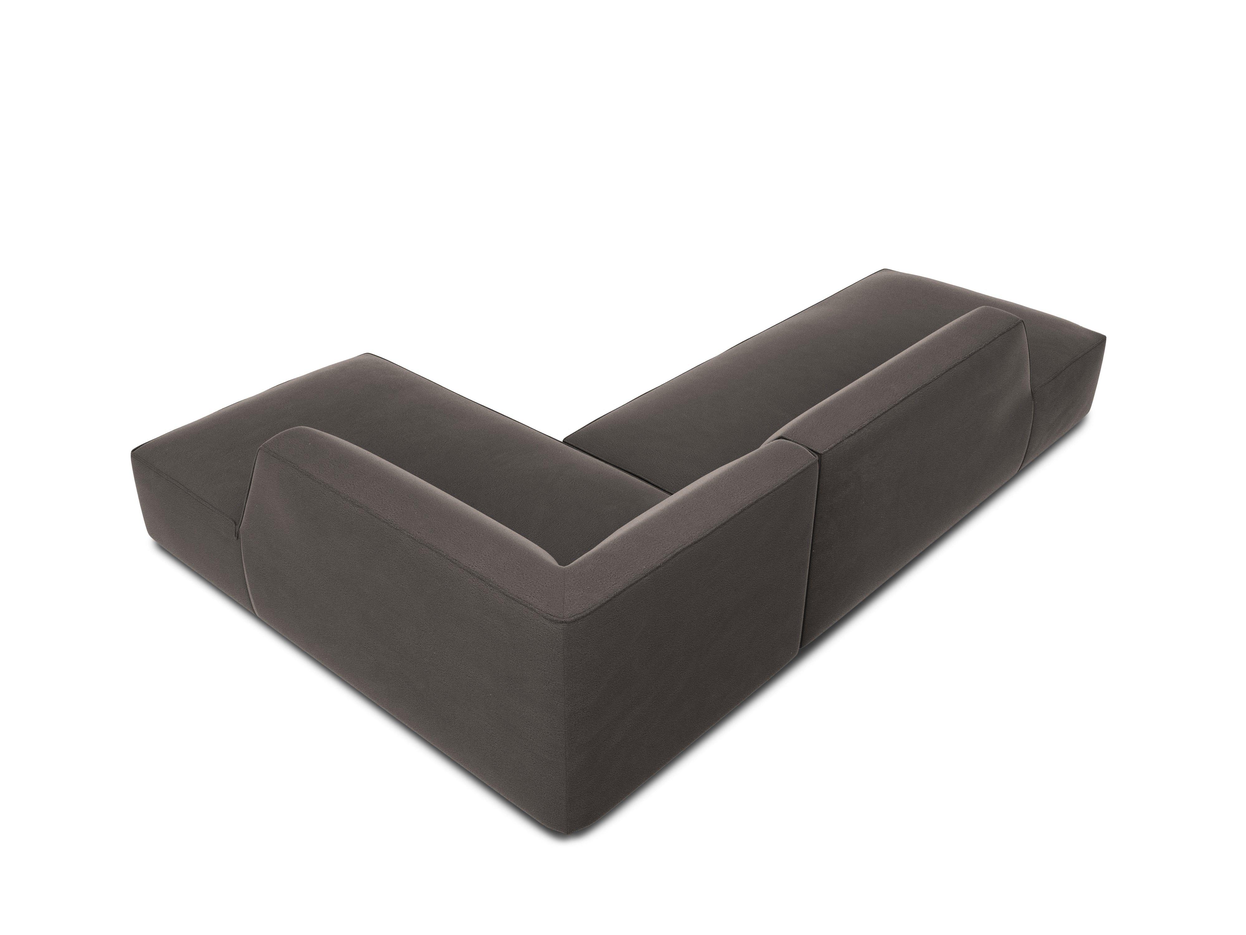 Sofa narożna aksamitna prawostronna RUBY ciemnoszary Micadoni    Eye on Design