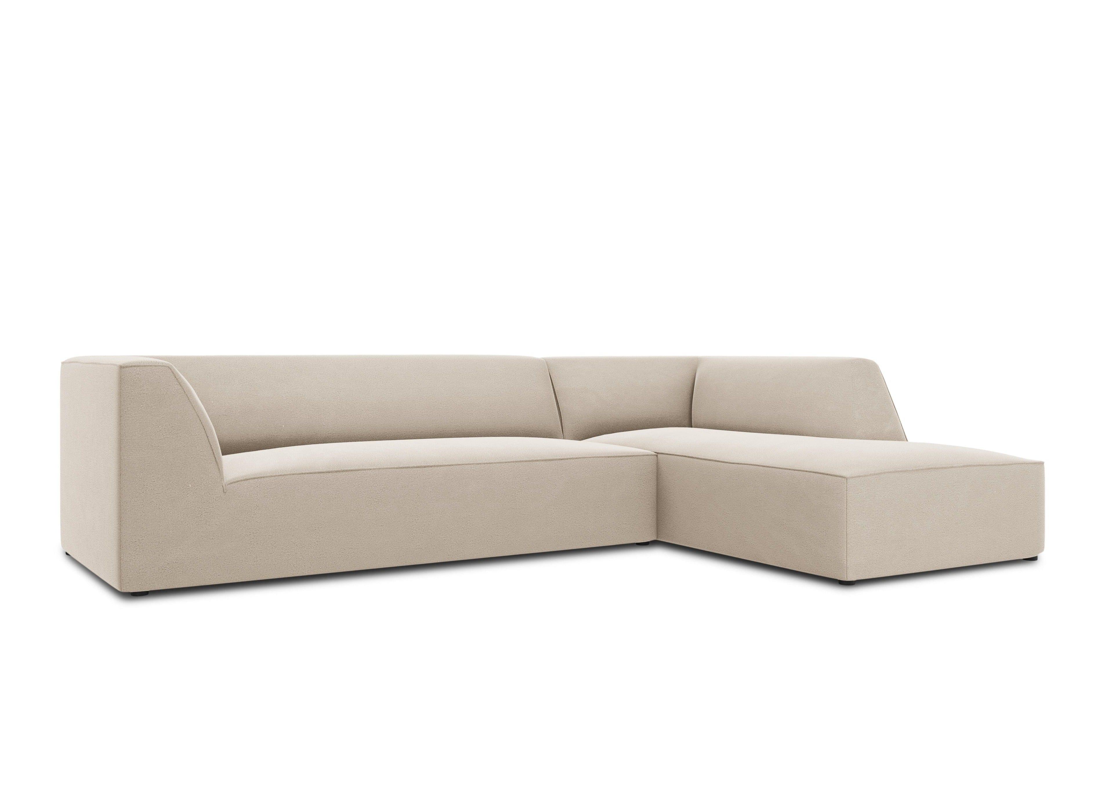 Narożnik aksamitny 4-osobowy prawostronny RUBY beżowy Micadoni    Eye on Design