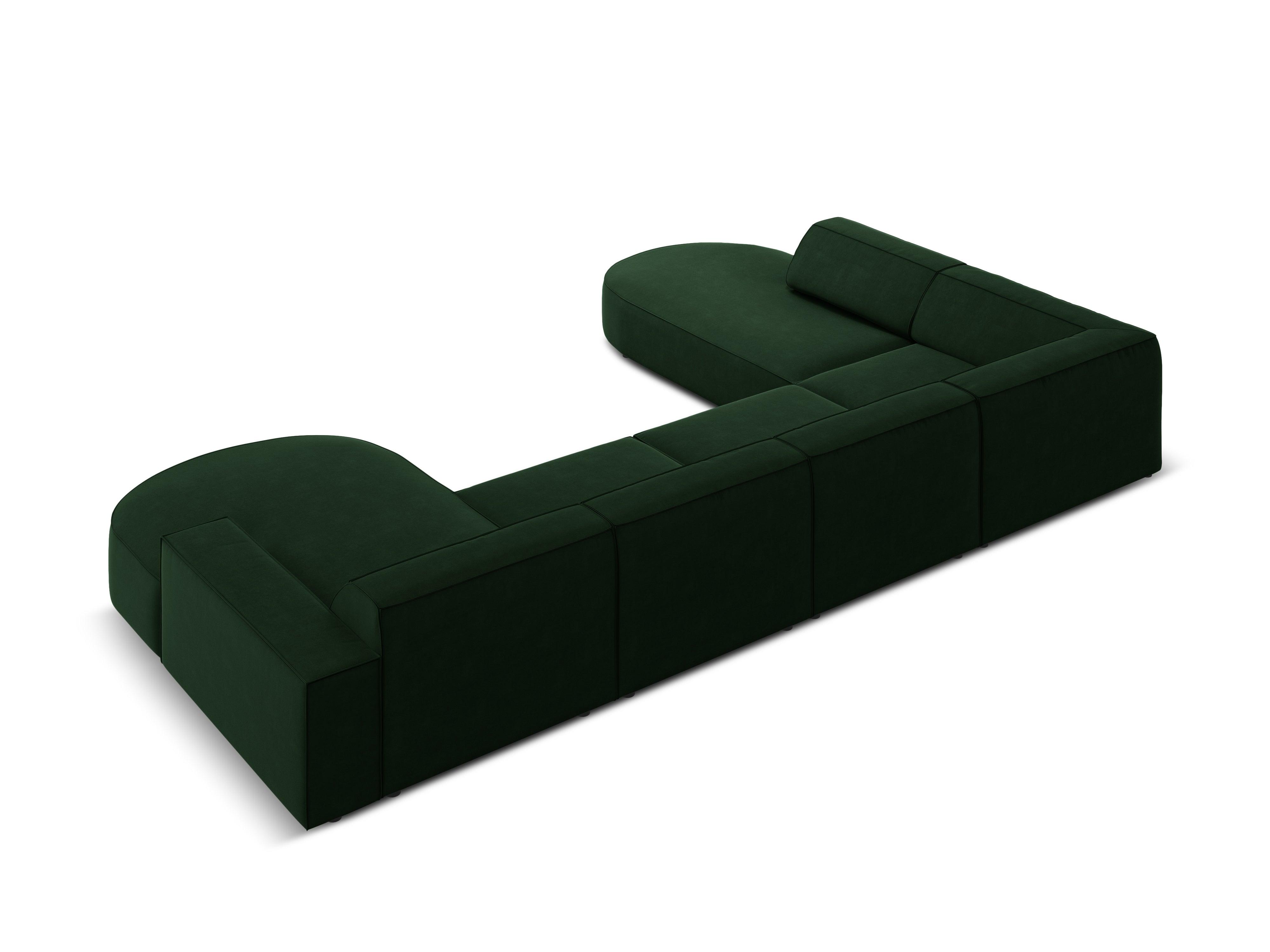 Sofa panoramiczna aksamitna lewostronna okrągła JODIE butelkowa zieleń Micadoni    Eye on Design