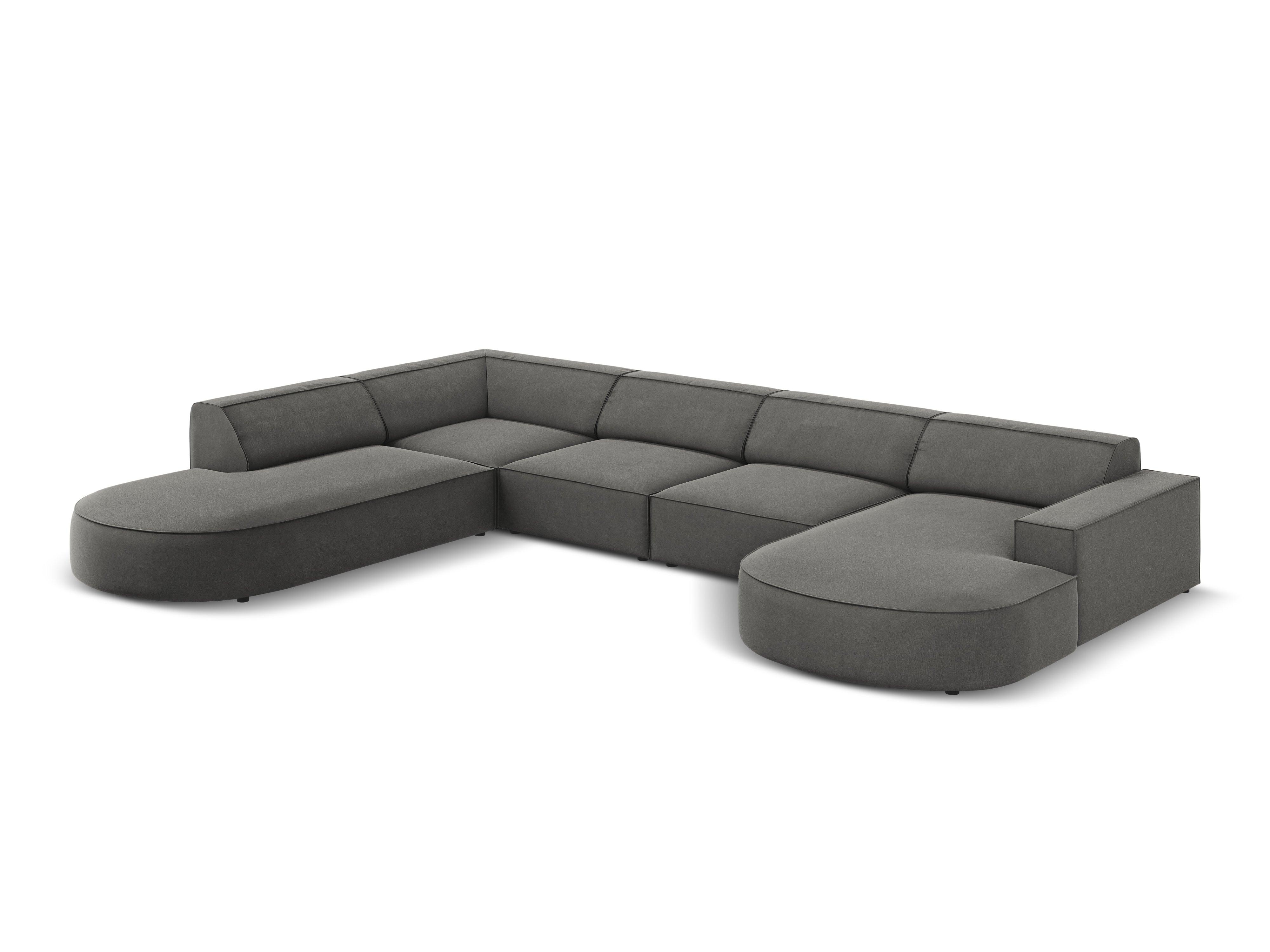 Sofa panoramiczna aksamitna lewostronna okrągła JODIE jasnoszary Micadoni    Eye on Design