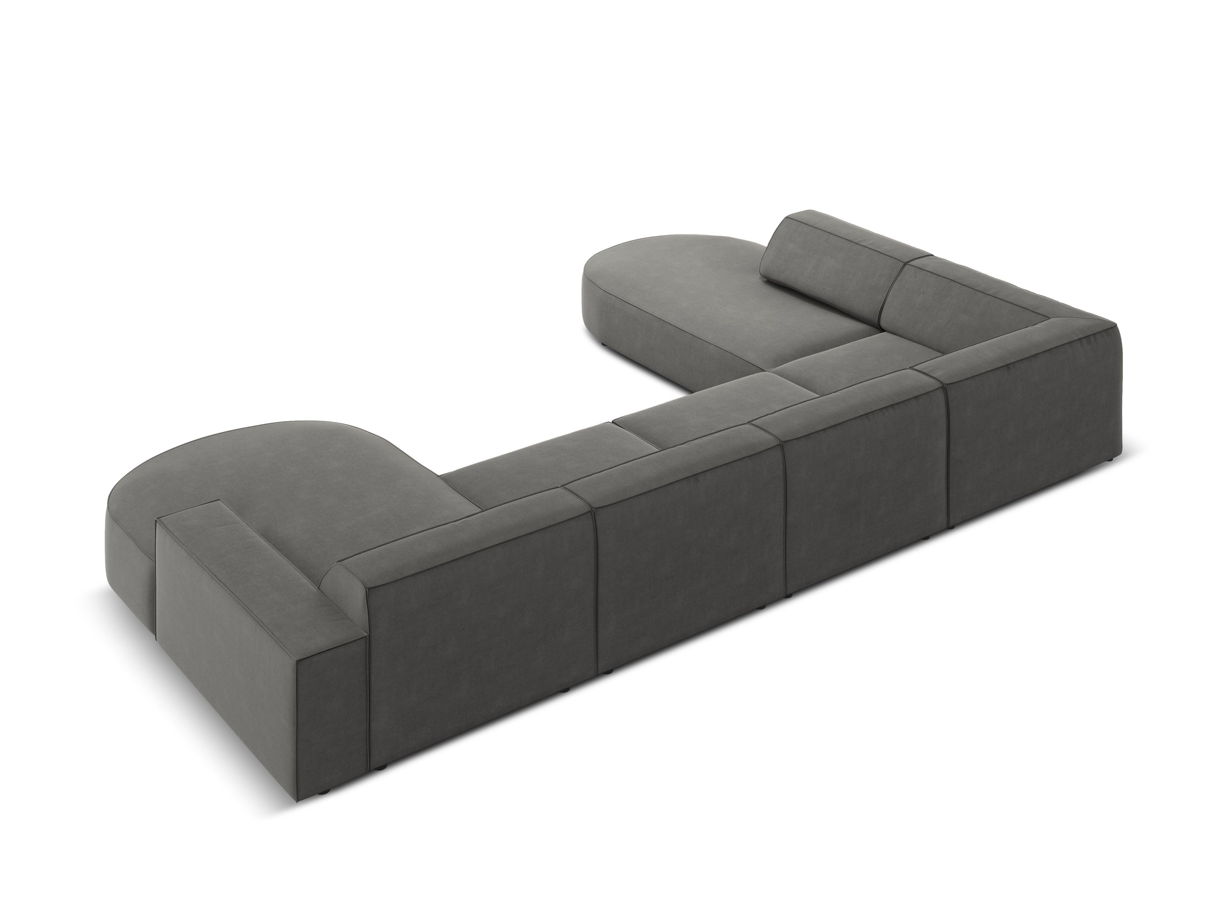Sofa panoramiczna aksamitna lewostronna okrągła JODIE jasnoszary Micadoni    Eye on Design