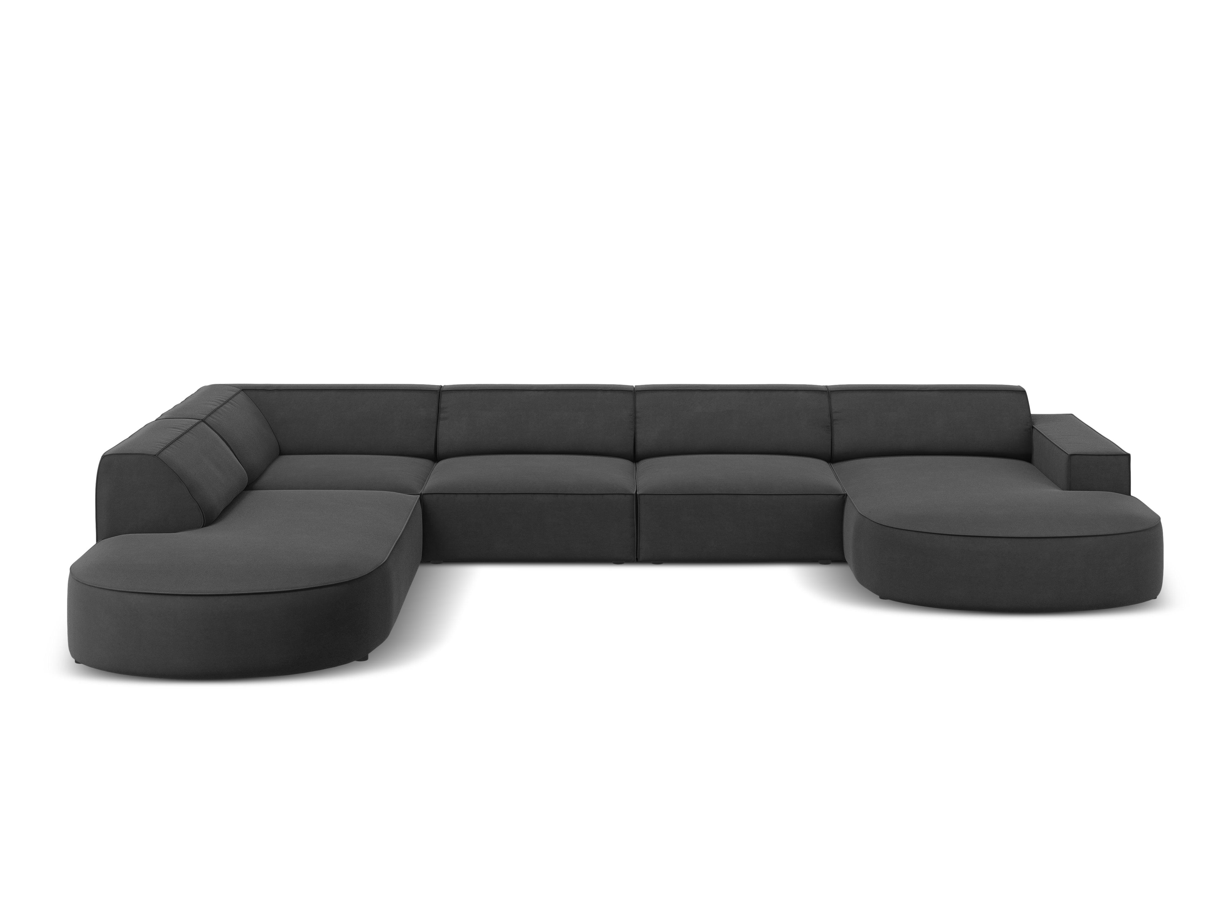 Sofa panoramiczna aksamitna lewostronna okrągła JODIE ciemnoszary Micadoni    Eye on Design