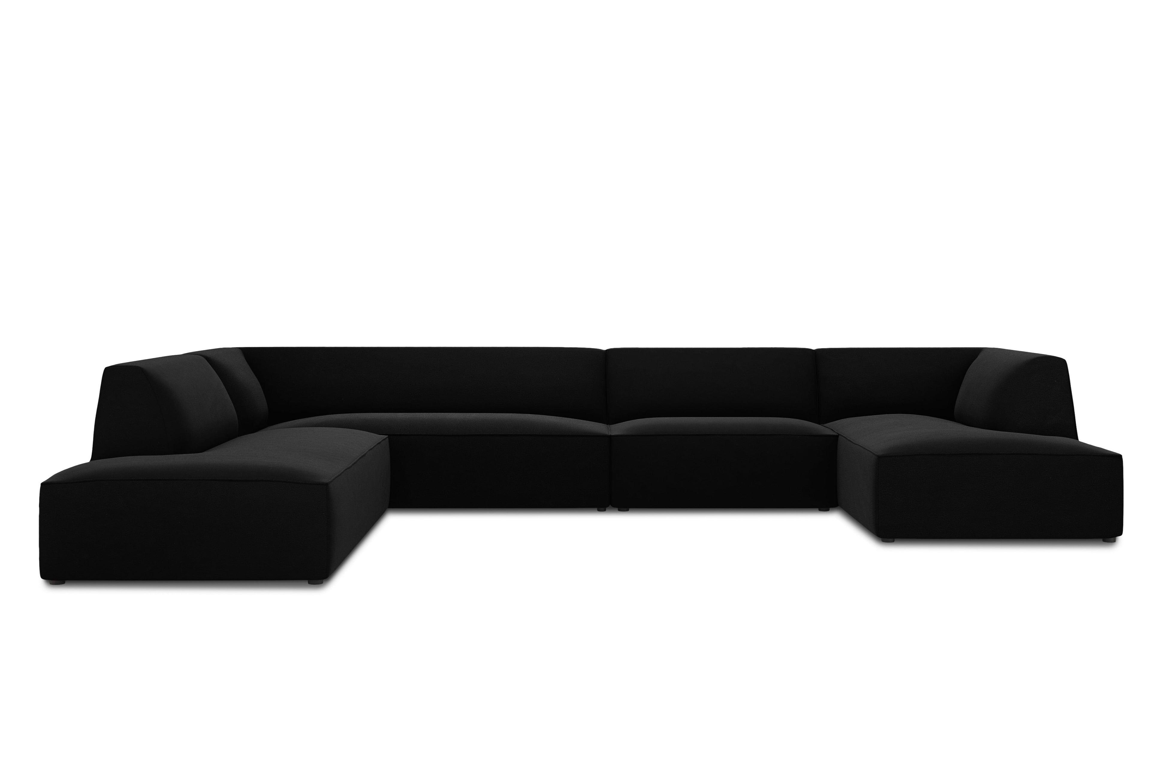 Narożnik w kształcie U aksamitny lewostronny RUBY czarny Micadoni    Eye on Design