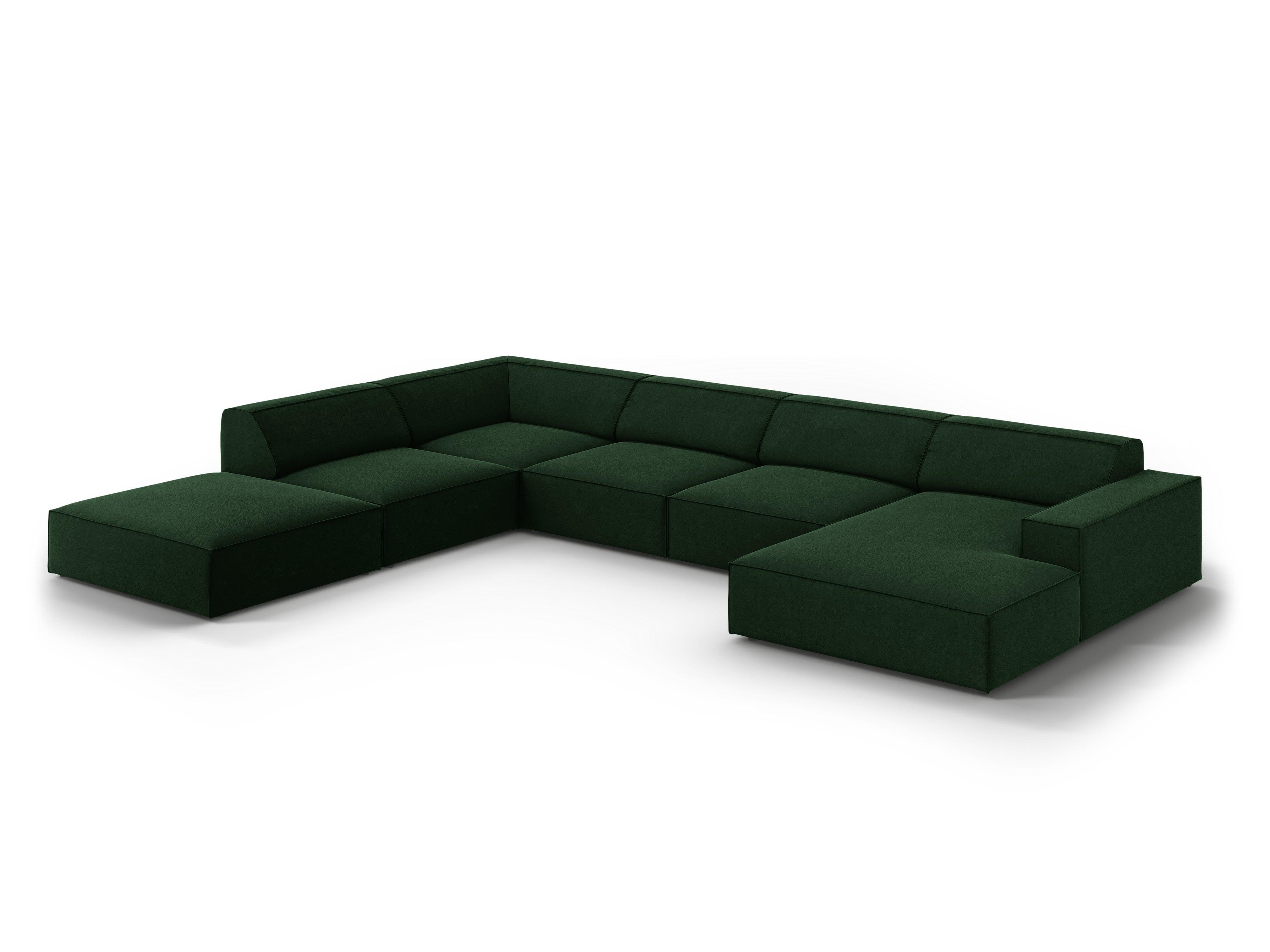 Sofa panoramiczna aksamitna lewostronna JODIE butelkowa zieleń Micadoni    Eye on Design