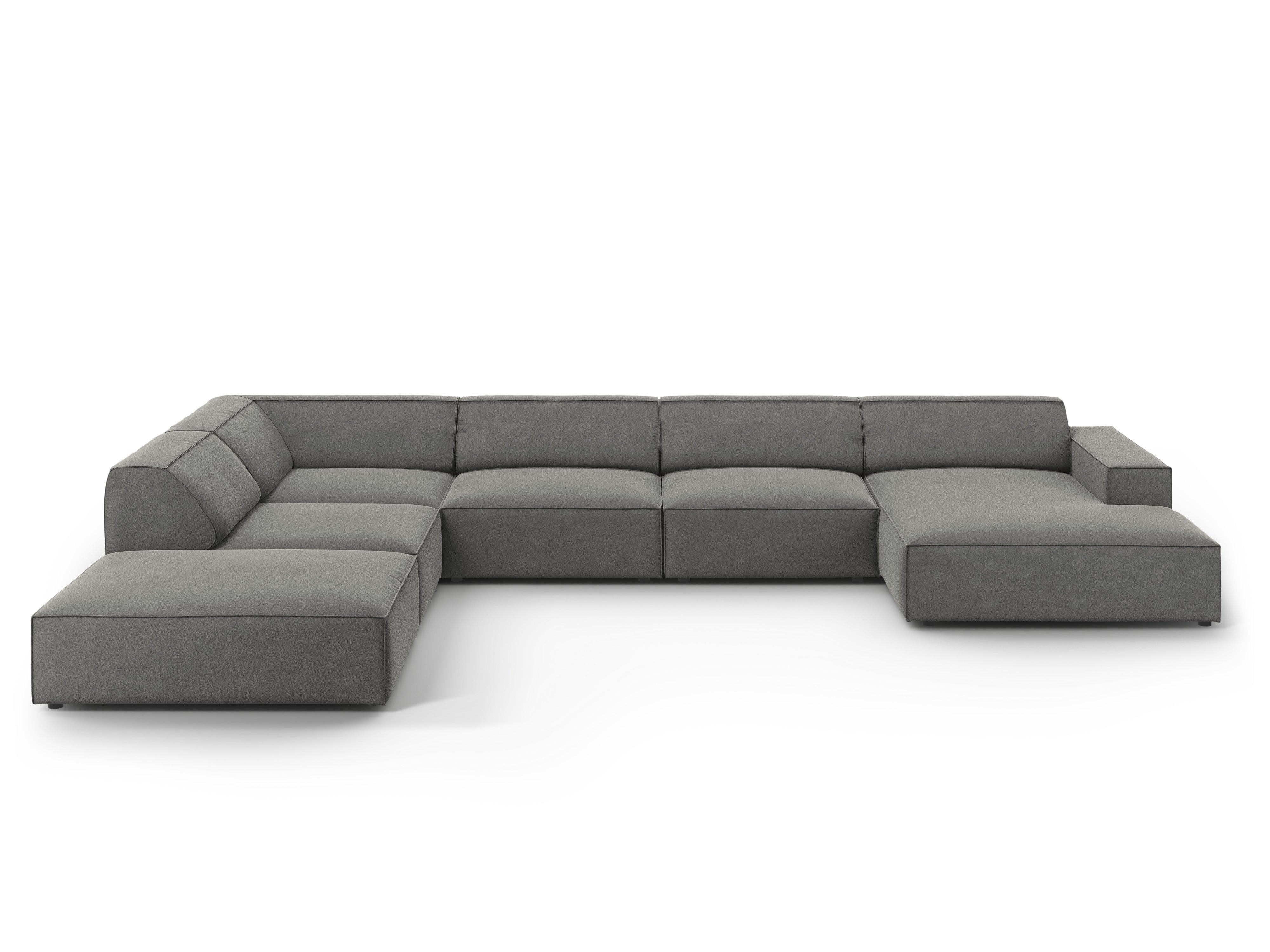 Sofa panoramiczna aksamitna lewostronna JODIE jasnoszary Micadoni    Eye on Design