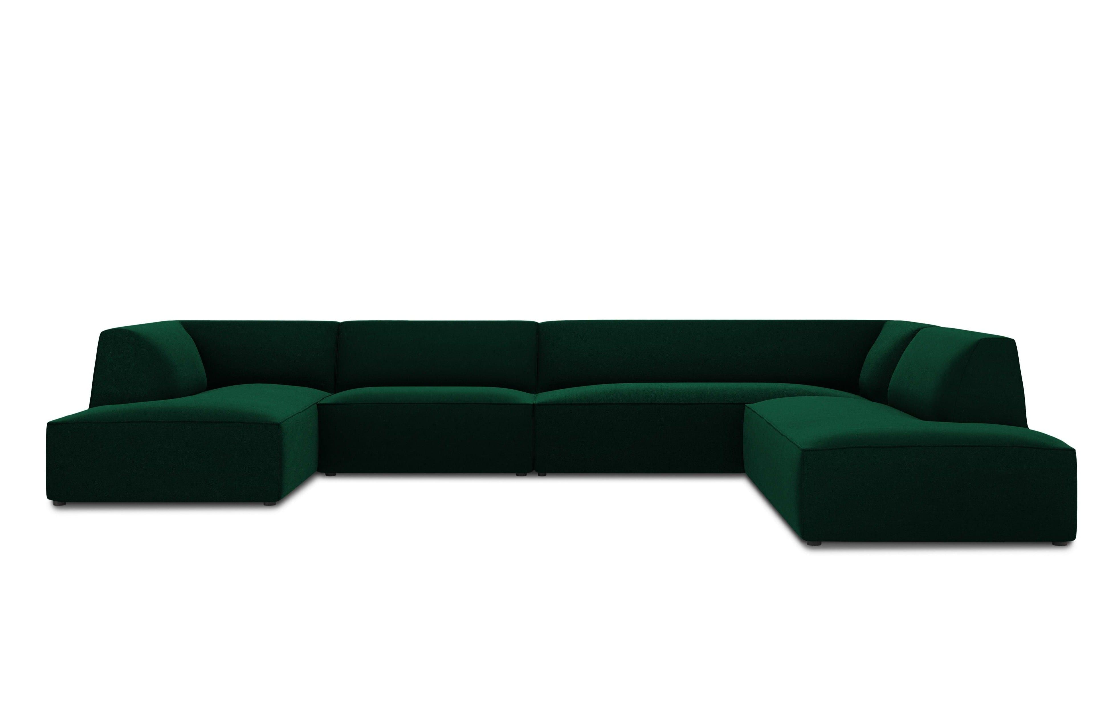 Narożnik w kształcie U aksamitny prawostronny RUBY butelkowa zieleń Micadoni    Eye on Design