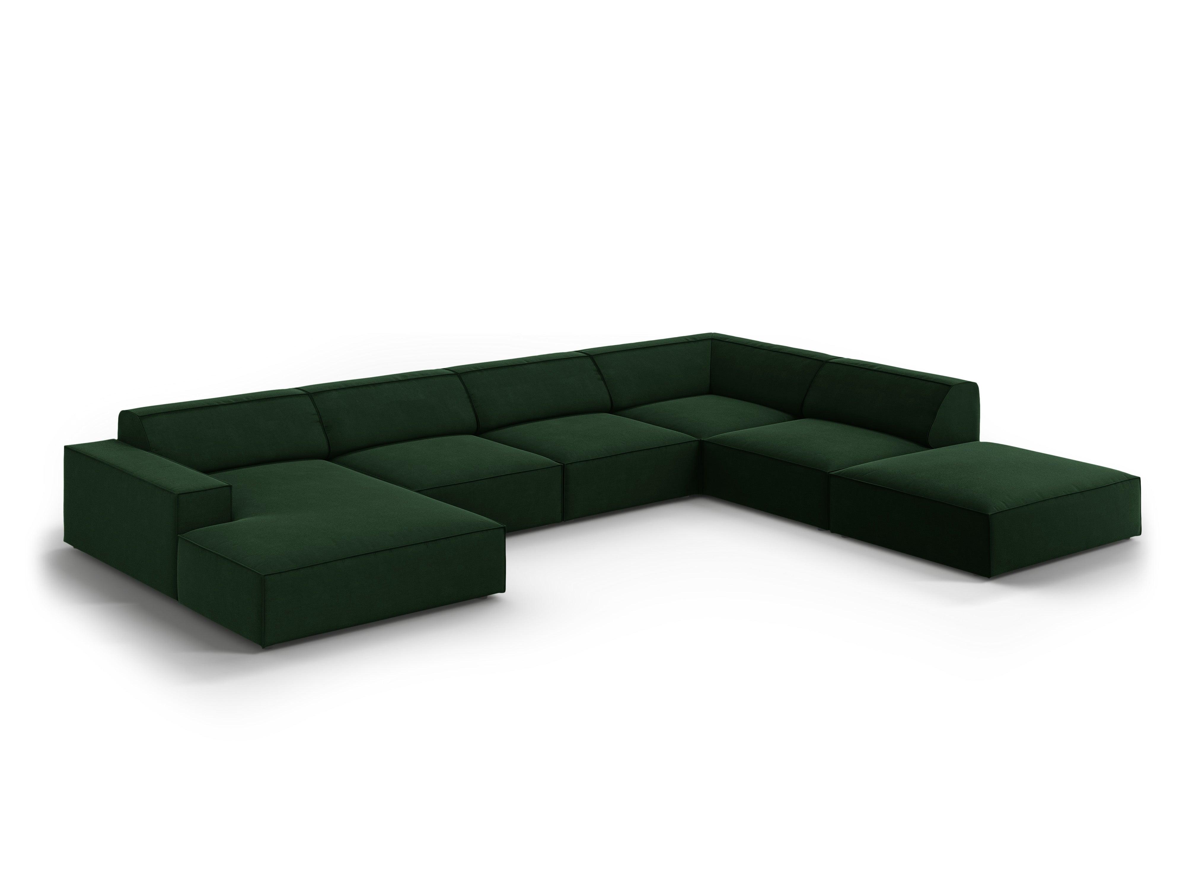 Sofa panoramiczna aksamitna prawostronna JODIE butelkowa zieleń Micadoni    Eye on Design