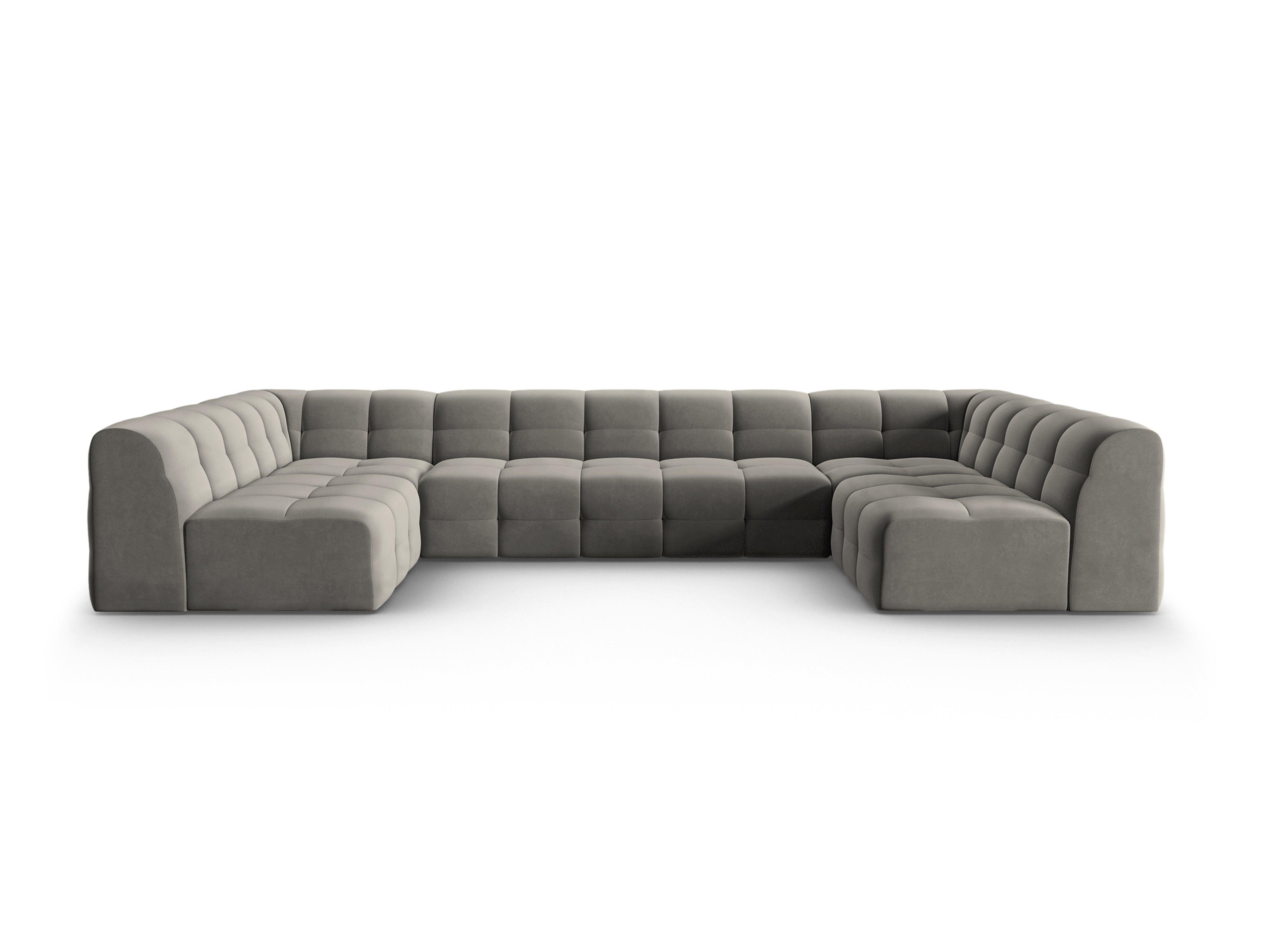 Narożnik aksamitny w kształcie U KENDAL szary Micadoni    Eye on Design