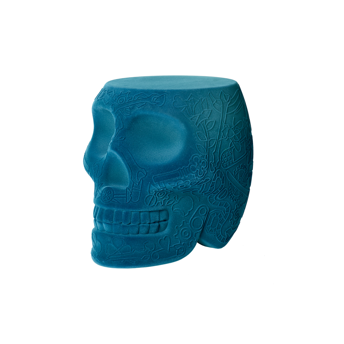 Stołek i stolik boczny MEXICO VELVET niebieski BRAK U PRODUCENTA Qeeboo    Eye on Design