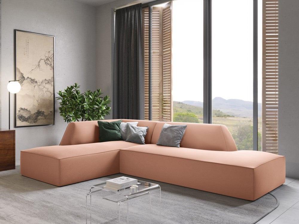 Sofa narożna aksamitna lewostronna RUBY łososiowy Micadoni    Eye on Design