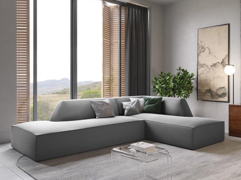 Sofa narożna aksamitna prawostronna RUBY jasnoszary Micadoni    Eye on Design