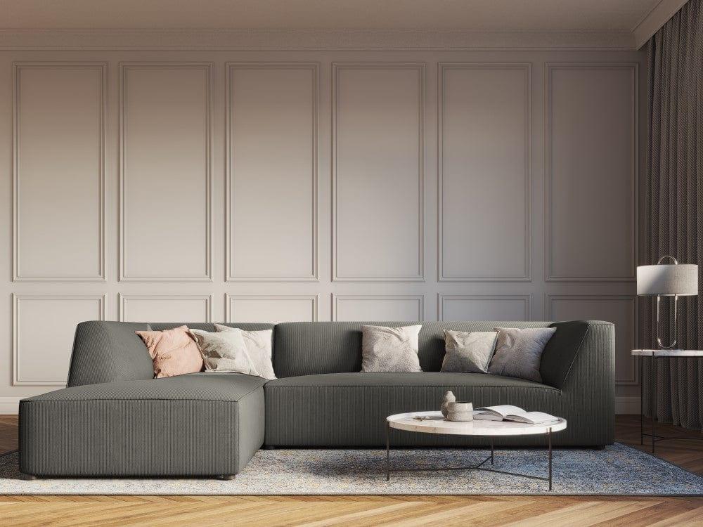 Narożnik sztruksowy 4-osobowy lewostronny RUBY jasnoszary Micadoni    Eye on Design